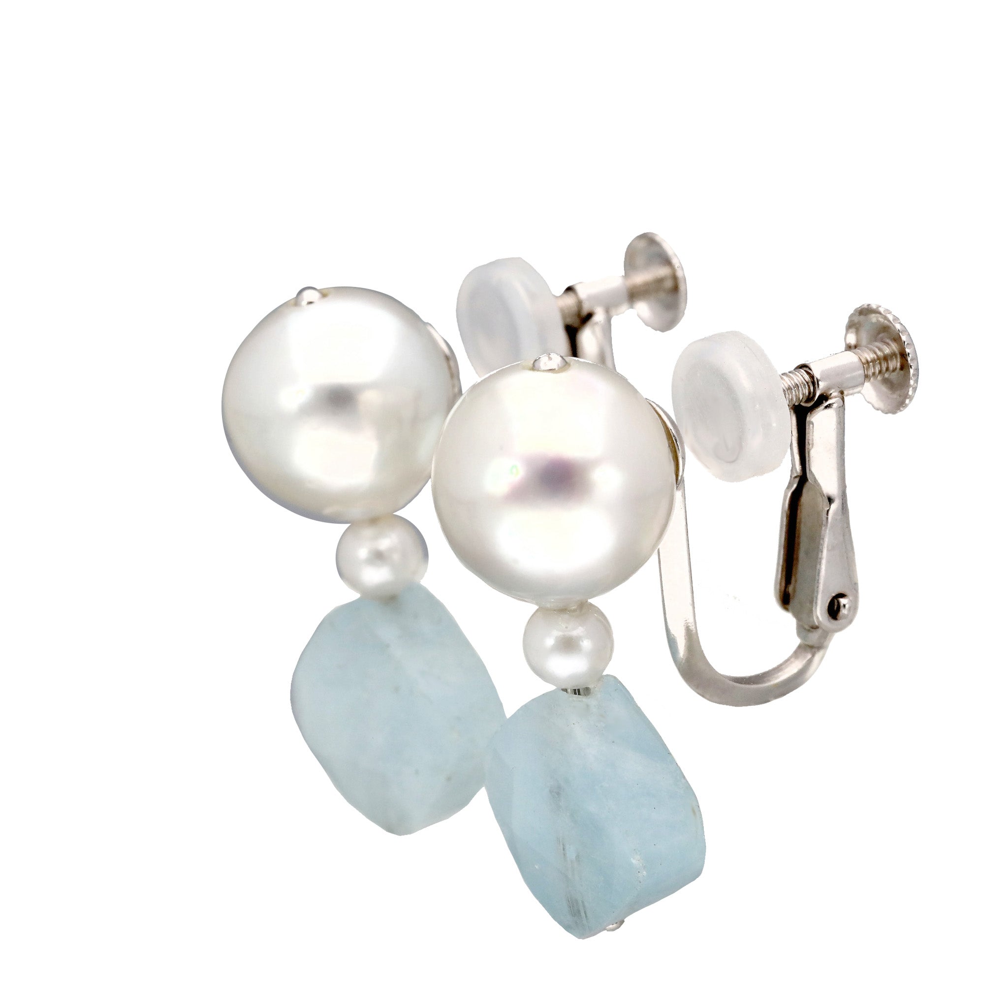 【限定20点】アクアマリン/パール シルバーイヤリング(アコヤ真珠)《26T10119》
