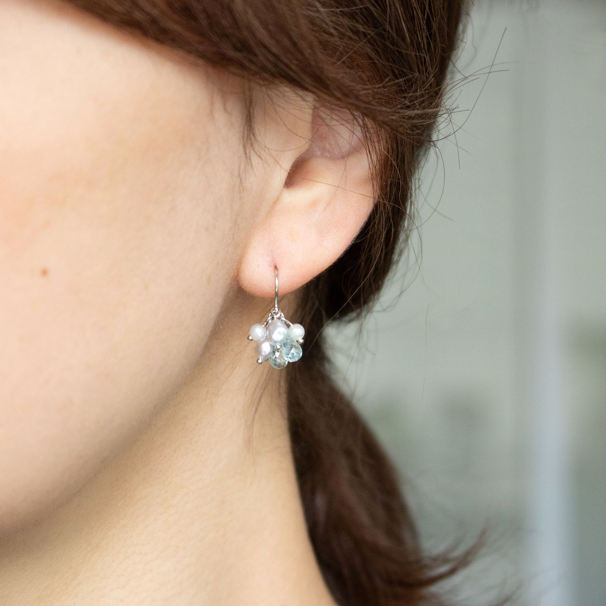 【限定4点】アクアマリン/パール プラチナピアス(アコヤ真珠)《26T10120》