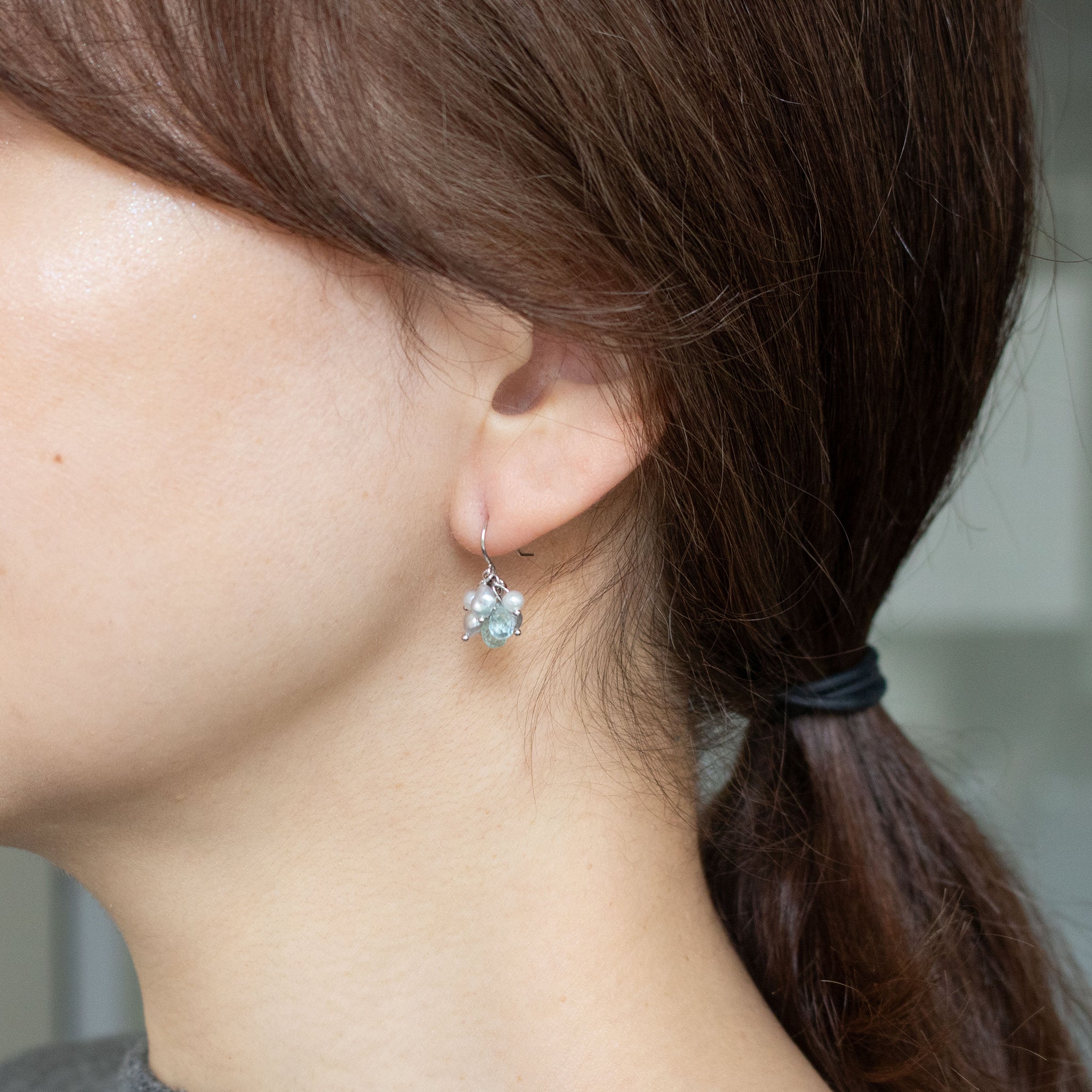 【限定4点】アクアマリン/パール プラチナピアス(アコヤ真珠)《26T10120》