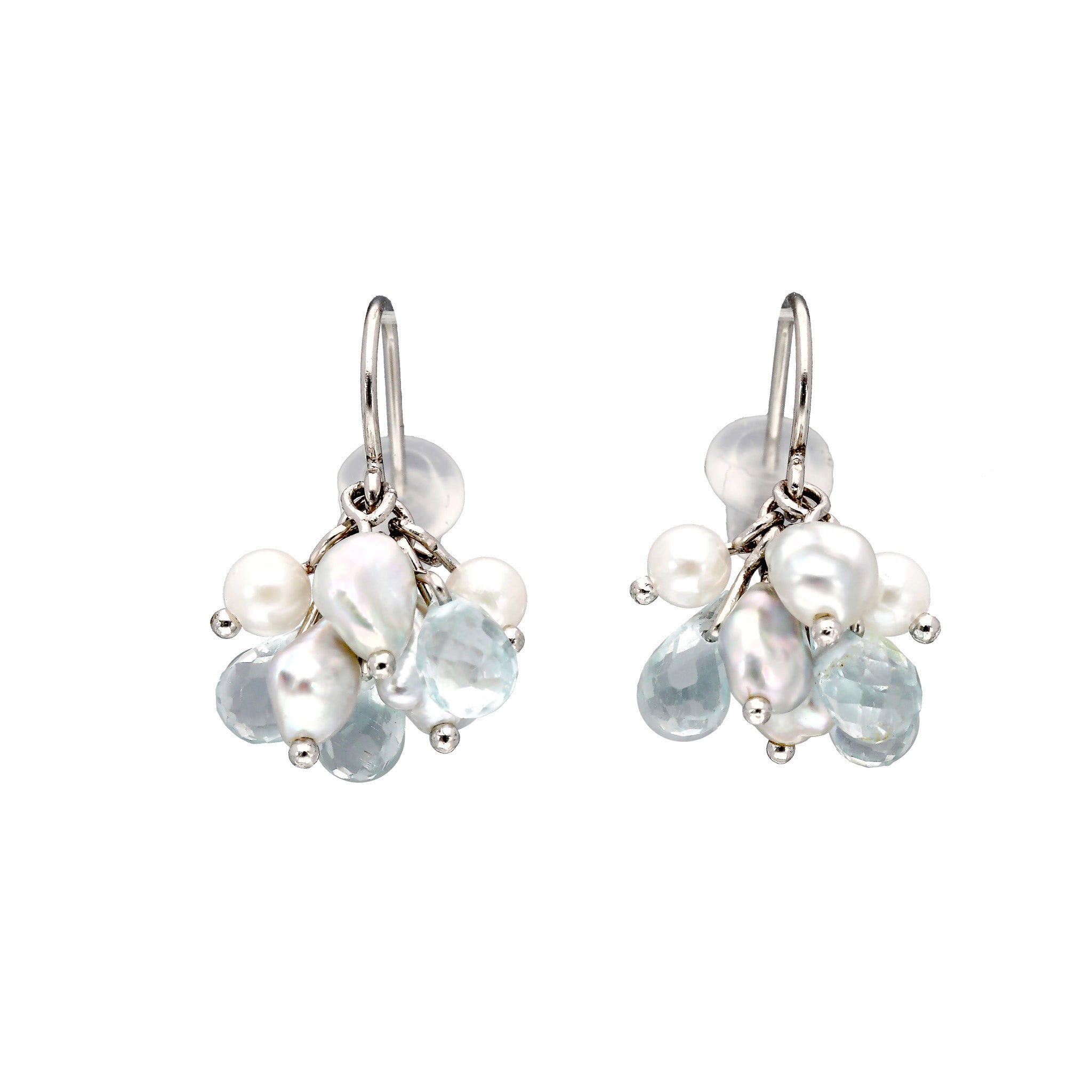 【限定4点】アクアマリン/パール プラチナピアス(アコヤ真珠)《26T10120》