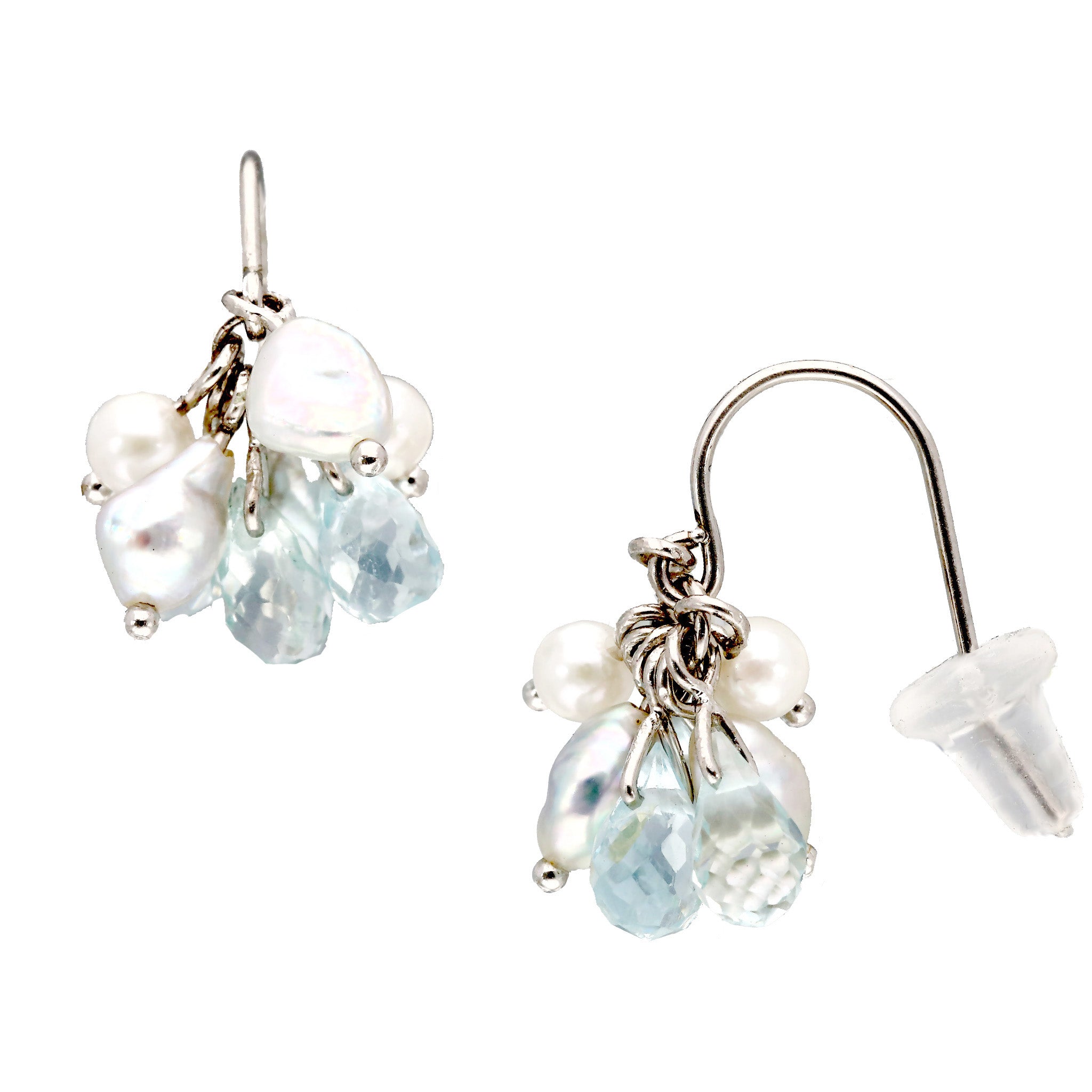 【限定4点】アクアマリン/パール プラチナピアス(アコヤ真珠)《26T10120》