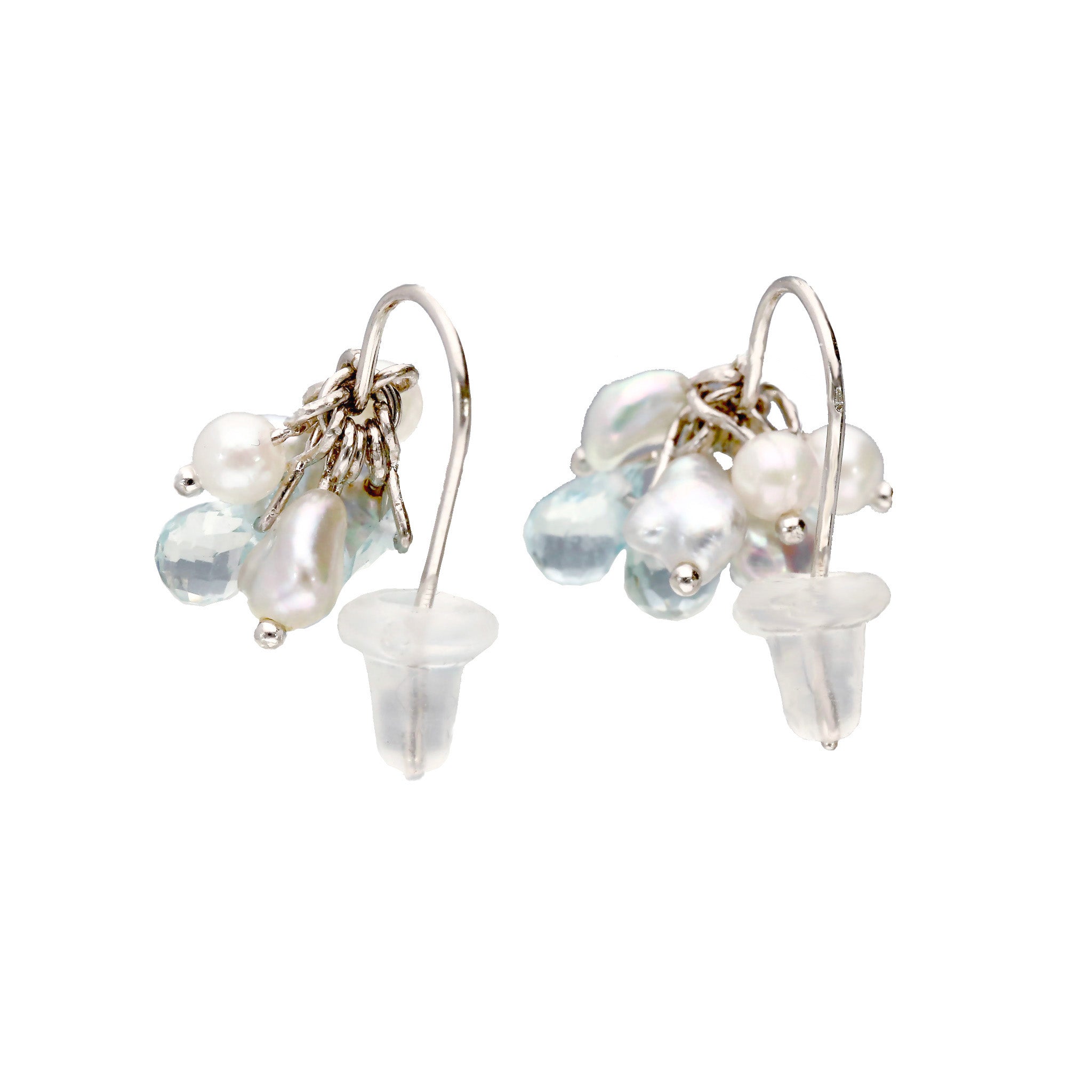 【限定4点】アクアマリン/パール プラチナピアス(アコヤ真珠)《26T10120》