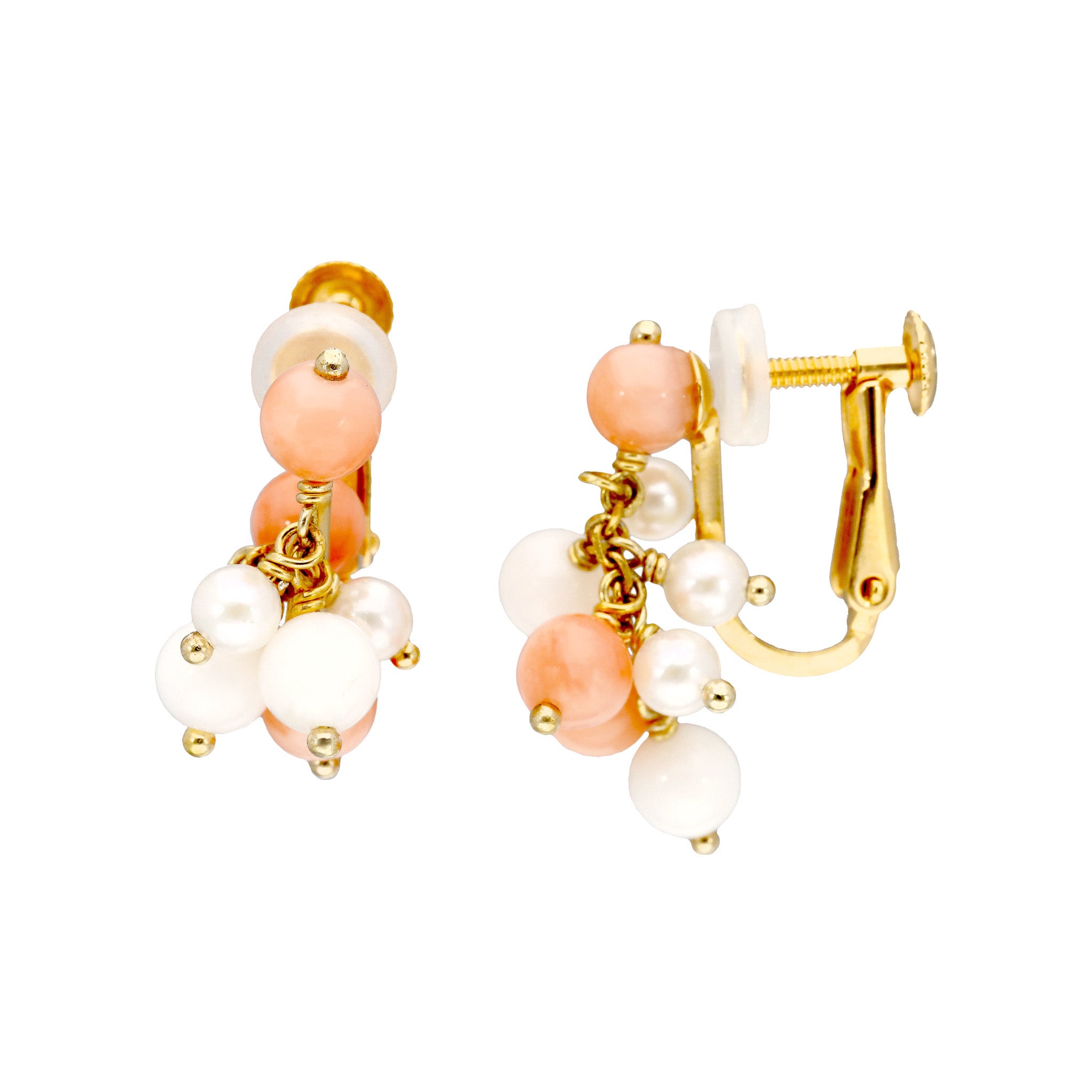 【限定10点】珊瑚(さんご)/パール シルバーイヤリング(アコヤ真珠)《26T10122》