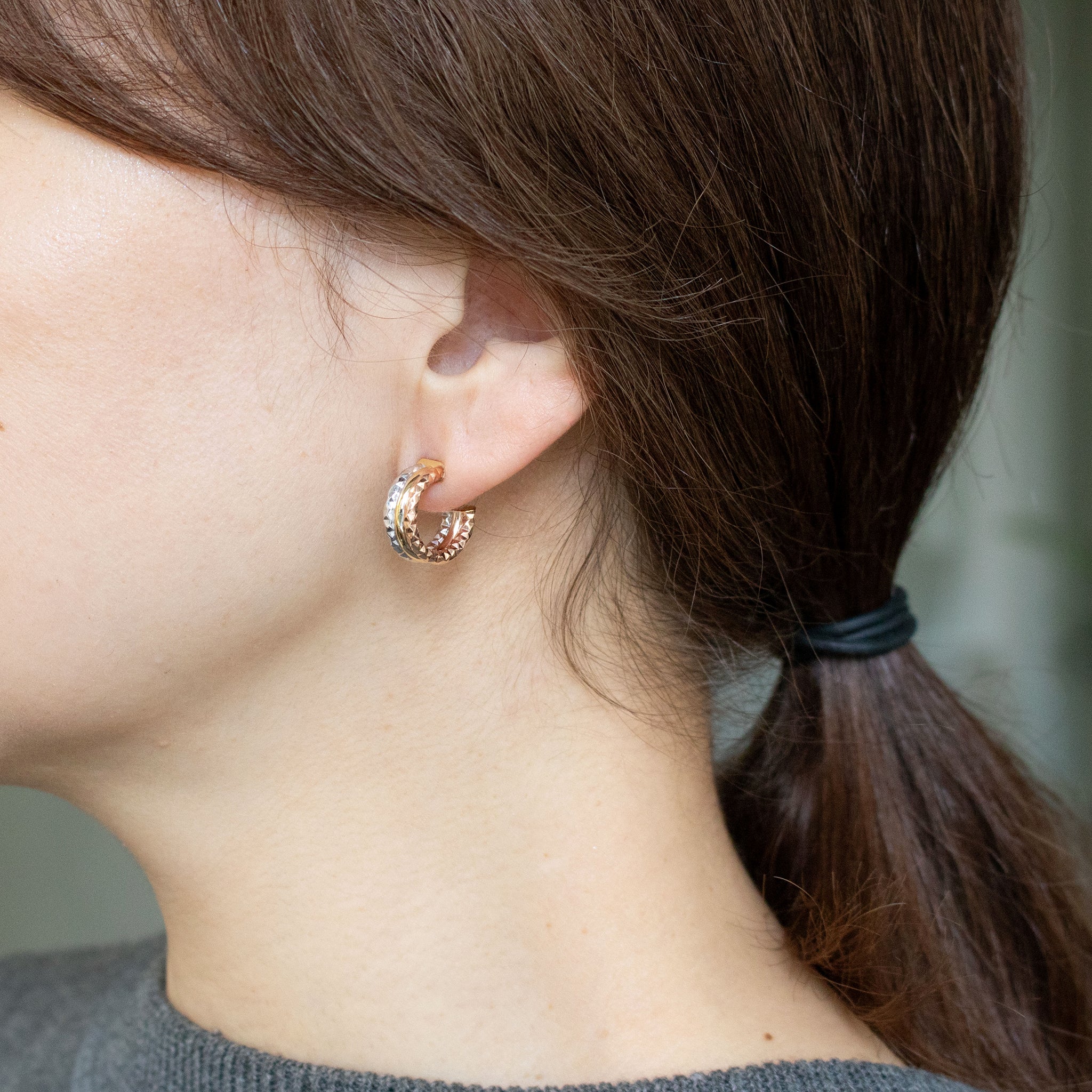 K18ピアス(スリーカラー/イタリア製)《26T10126》