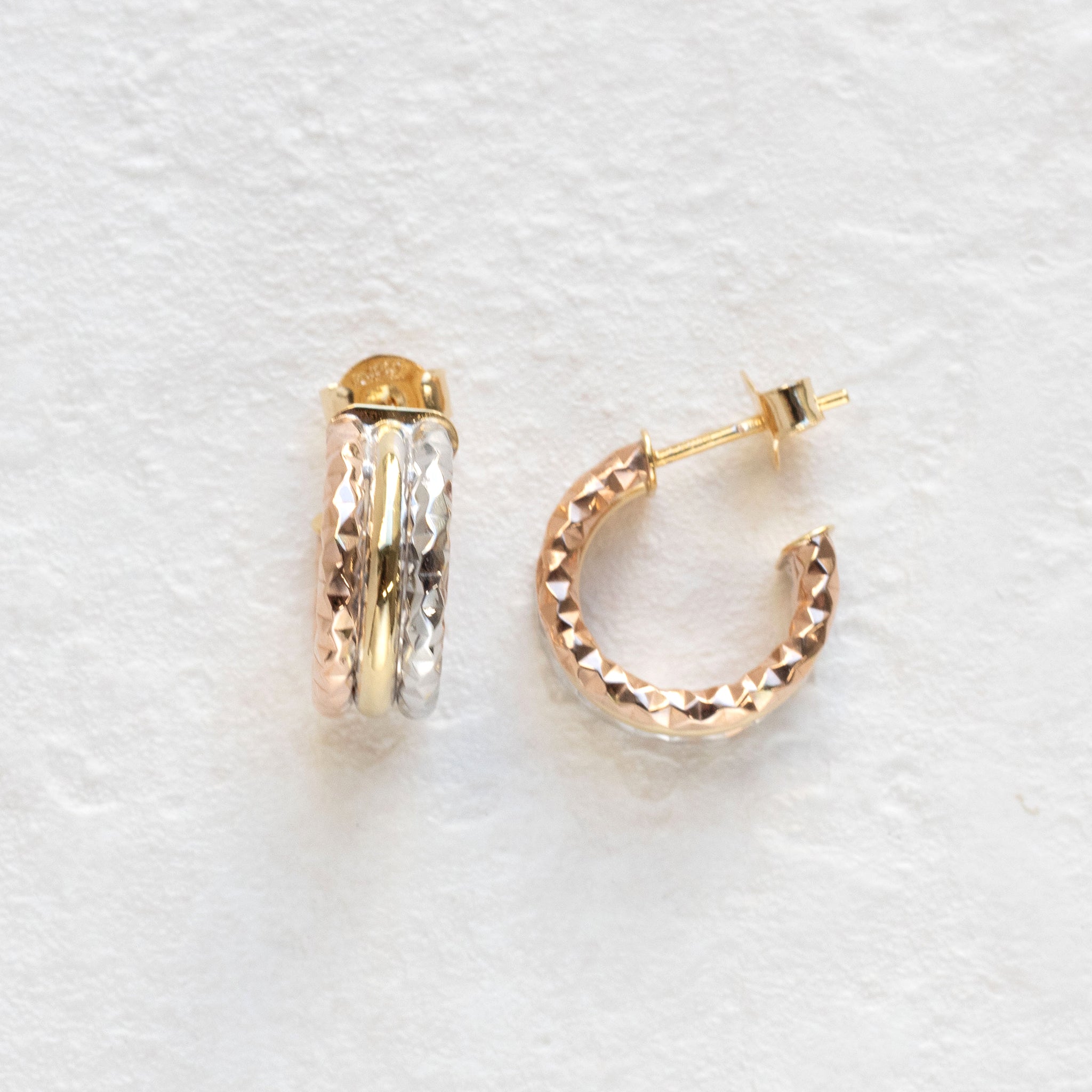 K18ピアス(スリーカラー/イタリア製)《26T10126》