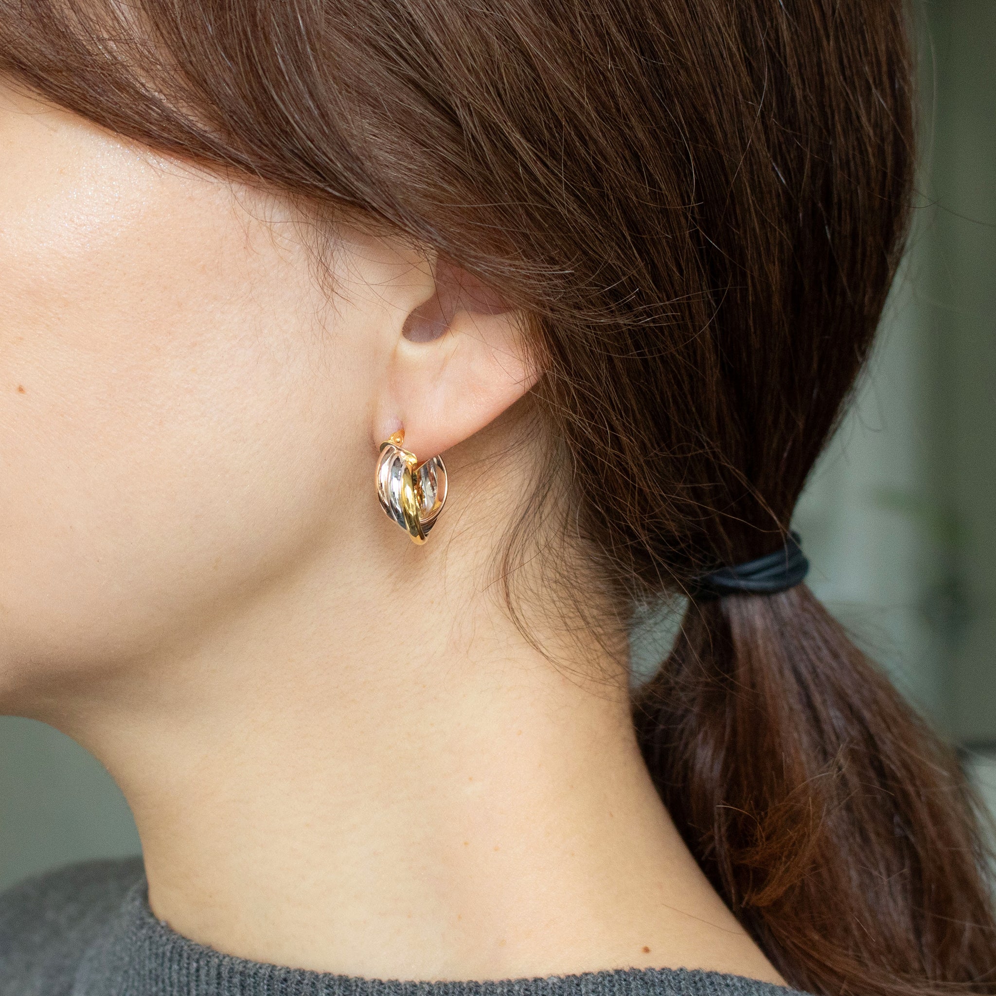 K18ピアス(スリーカラー/イタリア製)《26T10127》