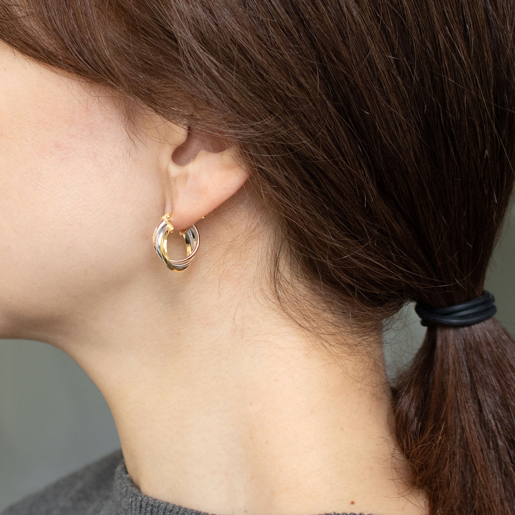 K18ピアス(スリーカラー/イタリア製)《26T10127》