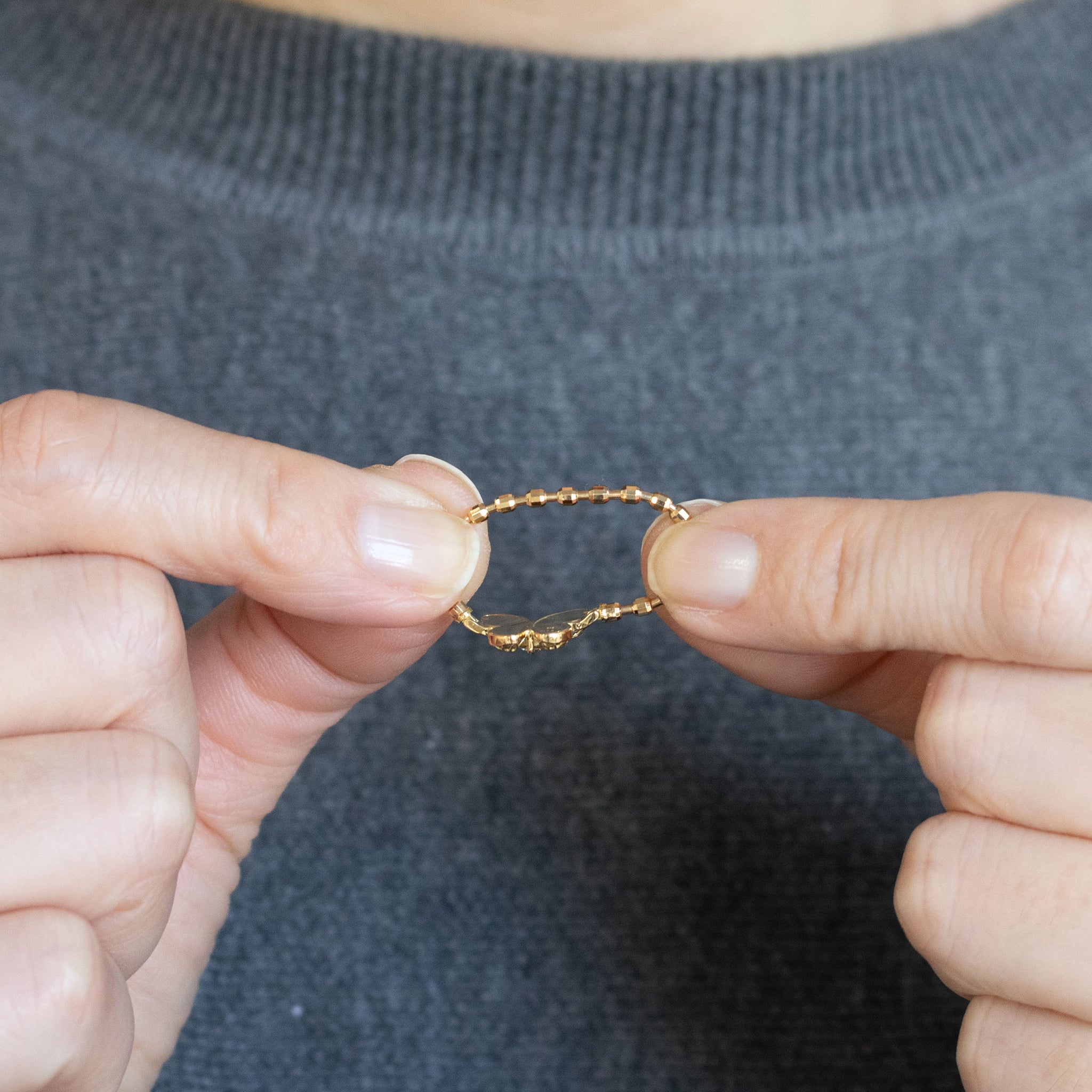 ダイヤモンド K18リング(フリーサイズ/蝶モチーフ/4月誕生石)《26T10129》