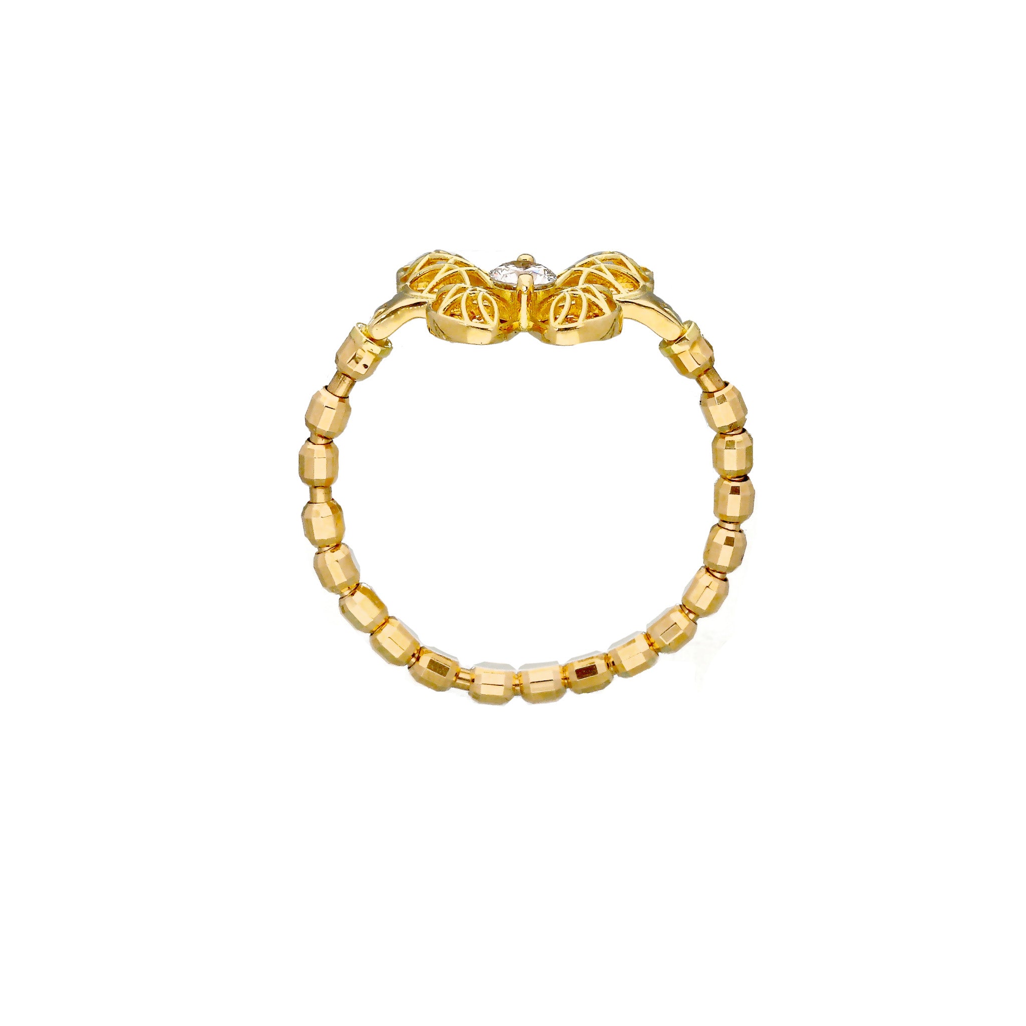 ダイヤモンド K18リング(フリーサイズ/蝶モチーフ/4月誕生石)《26T10129》