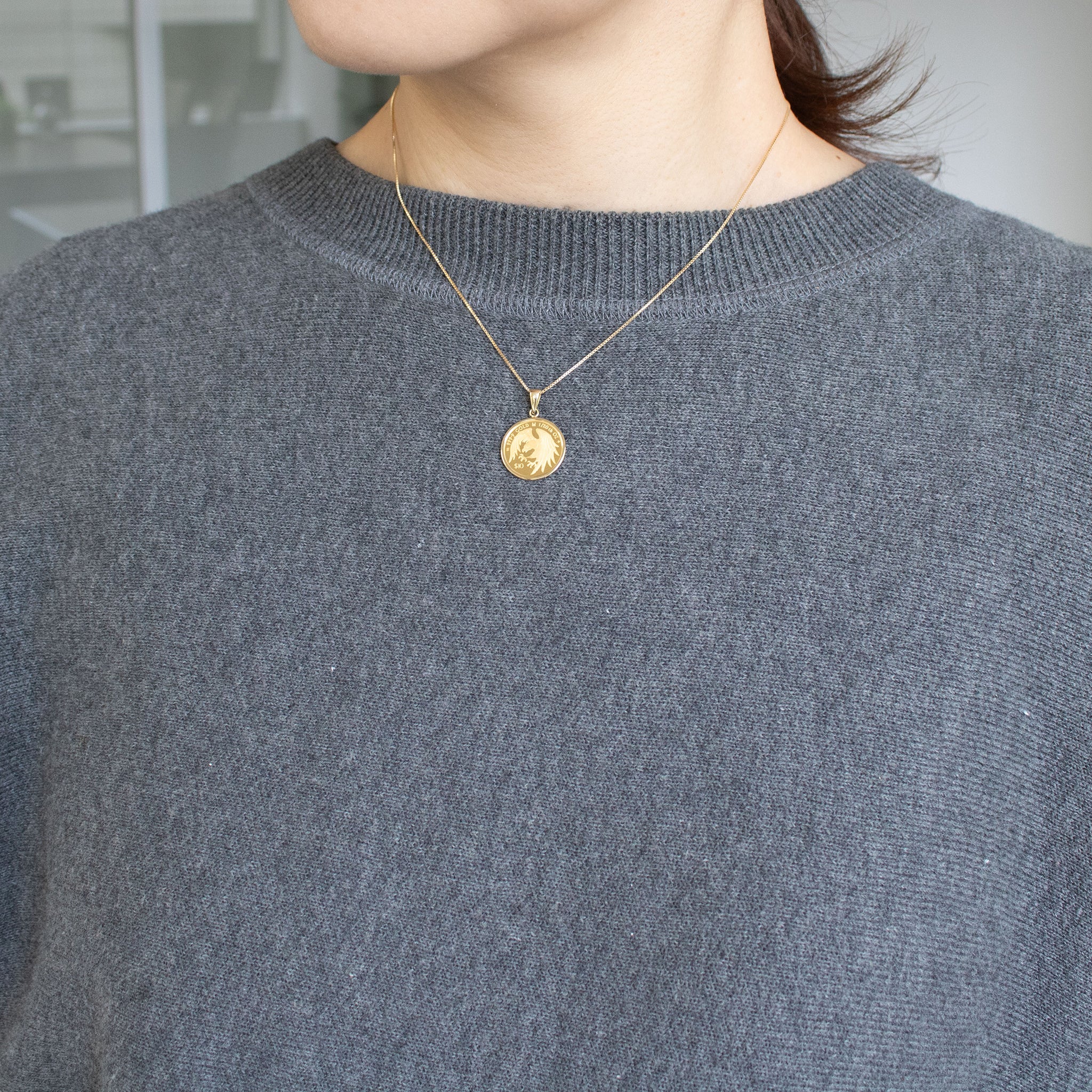 K24/K18ペンダント(純金/コイン/イーグルモチーフ/1/20oz)《26T10130》