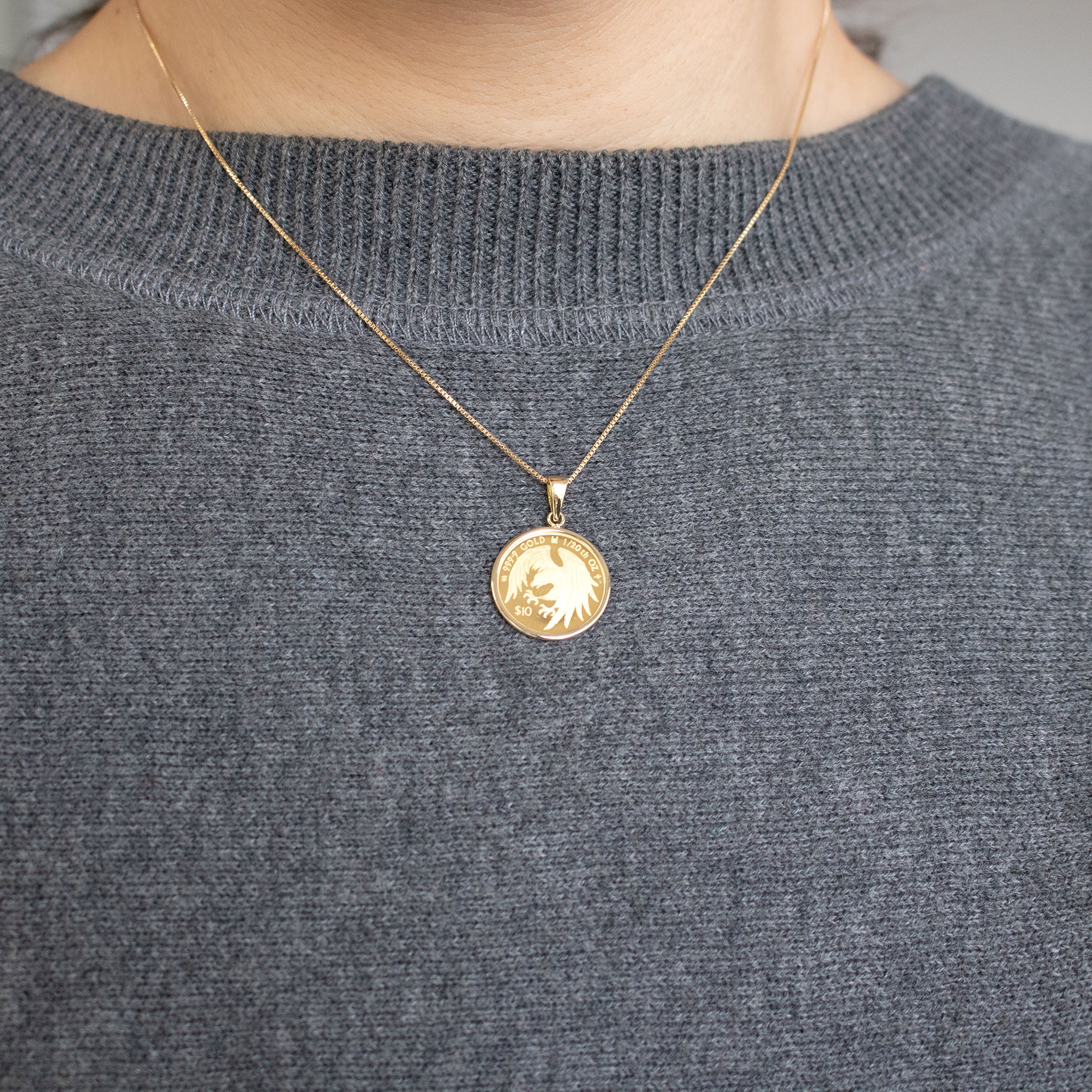 K24/K18ペンダント(純金/コイン/イーグルモチーフ/1/20oz)《26T10130》