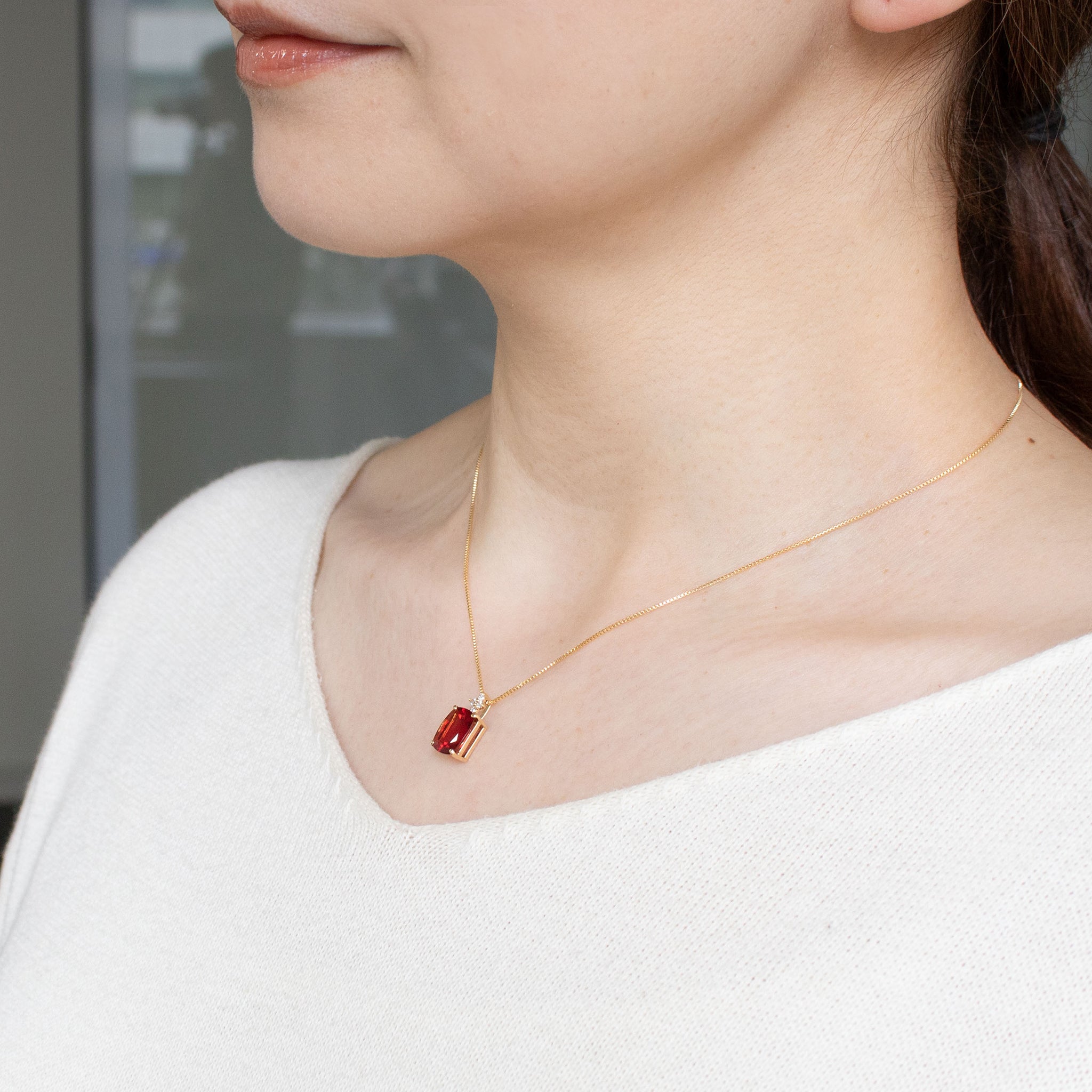 【限定1点】アンデシン/ダイヤモンド K18ネックレス《26T10132》