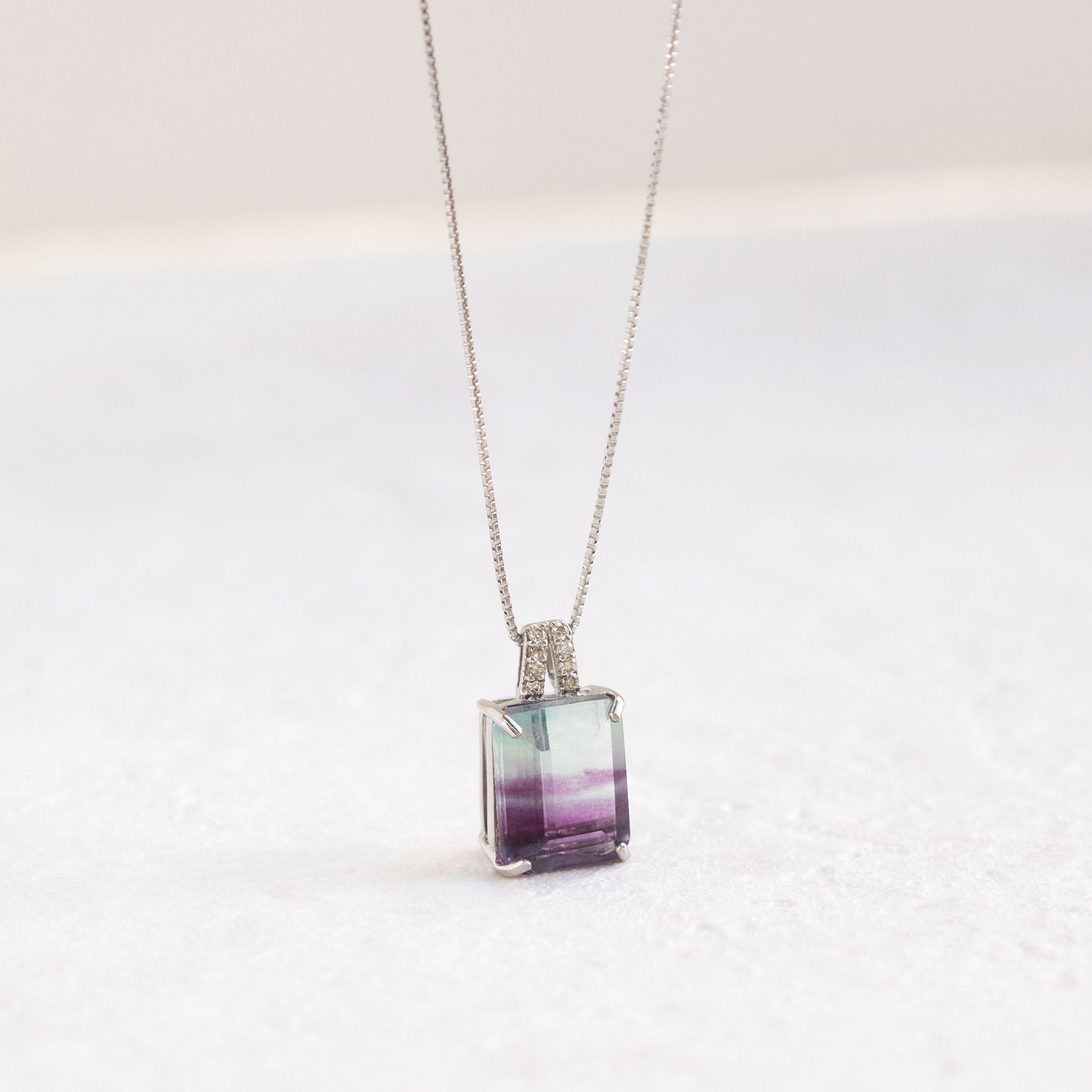 【限定1点】パーティーカラードフローライト/ダイヤモンド プラチナネックレス(4.32カラット)《26T10133》