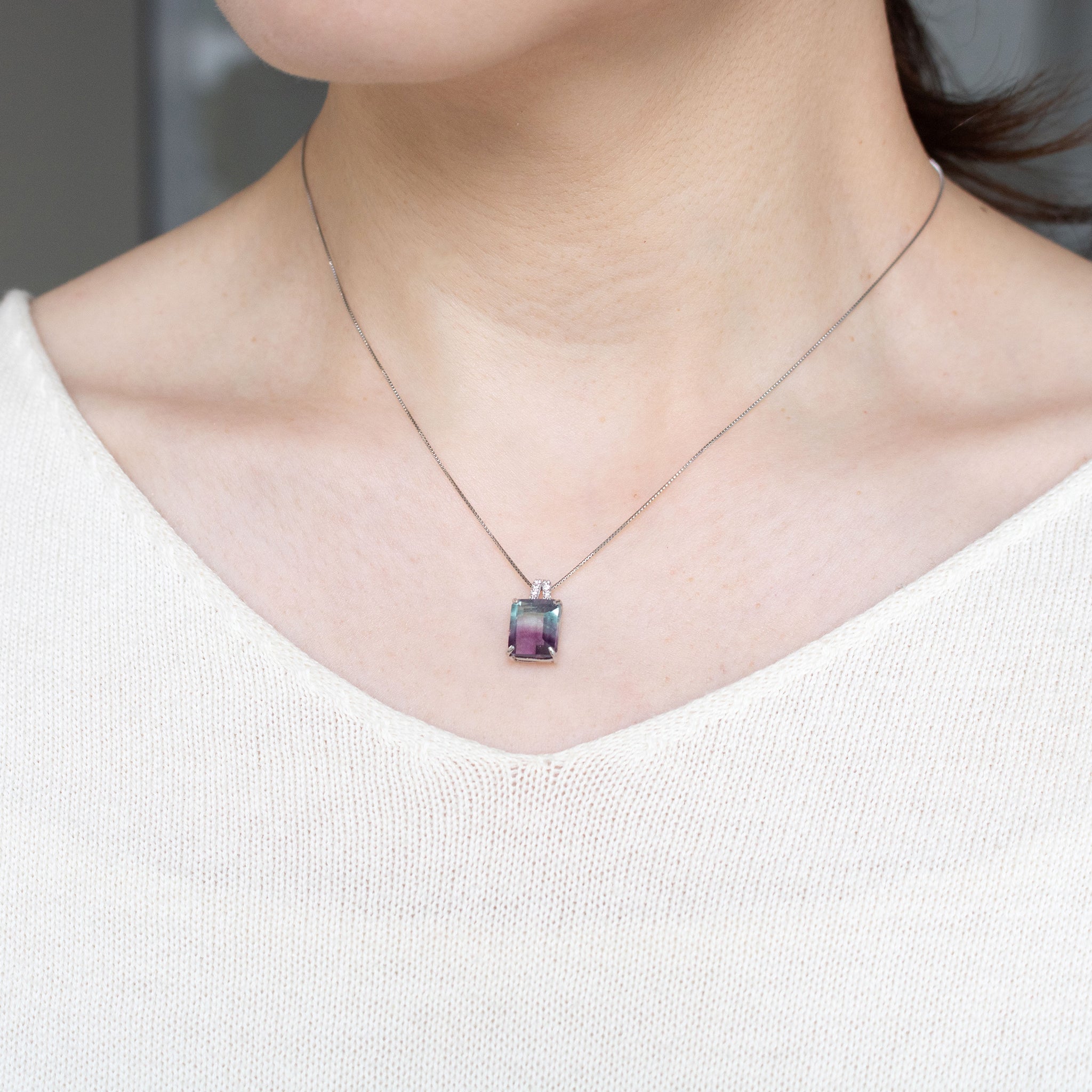 【限定1点】パーティーカラードフローライト/ダイヤモンド プラチナネックレス(4.32カラット)《26T10133》