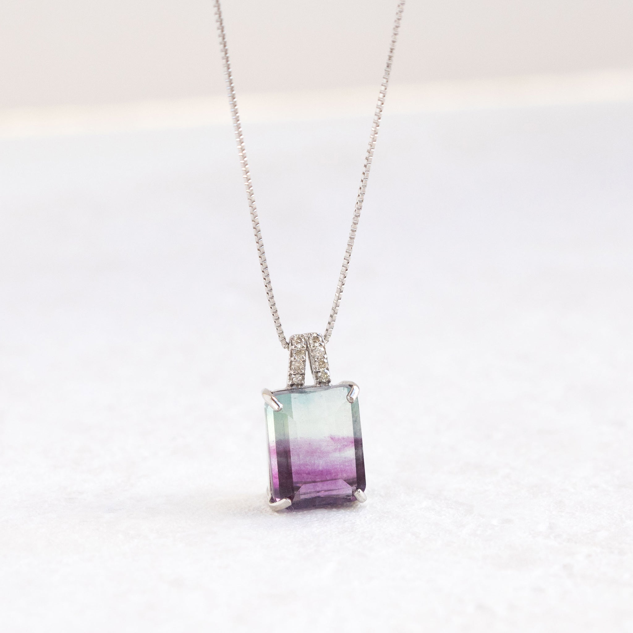 【限定1点】パーティーカラードフローライト/ダイヤモンド プラチナネックレス(4.32カラット)《26T10133》