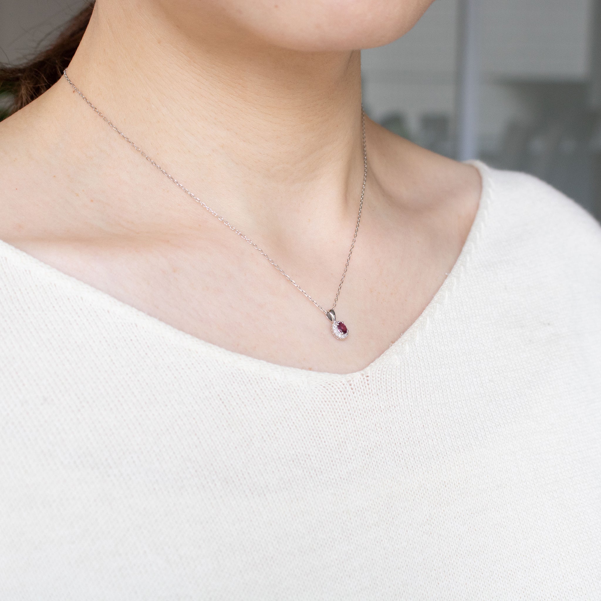 【限定1点】ルビー/ダイヤモンド プラチナネックレス(7月誕生石)《26T10137》