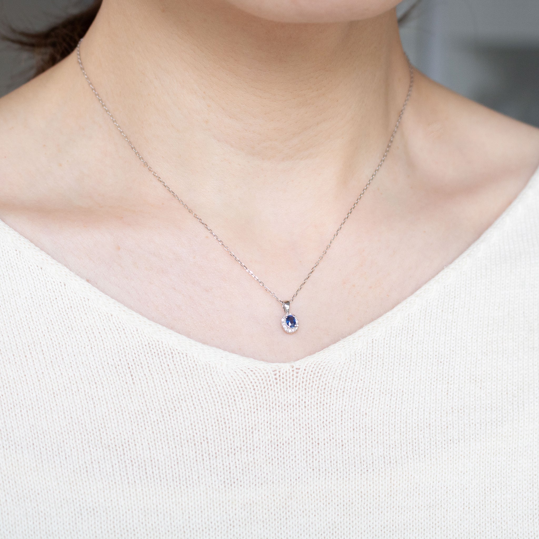 【限定1点】サファイア/ダイヤモンド プラチナネックレス(9月誕生石)《26T10138》