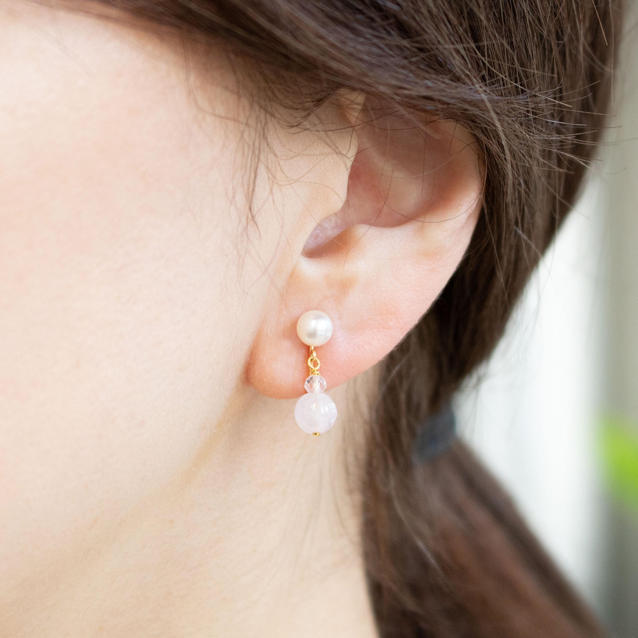 【限定10点】モルガナイト/パール シルバーイヤリング《26T10140》