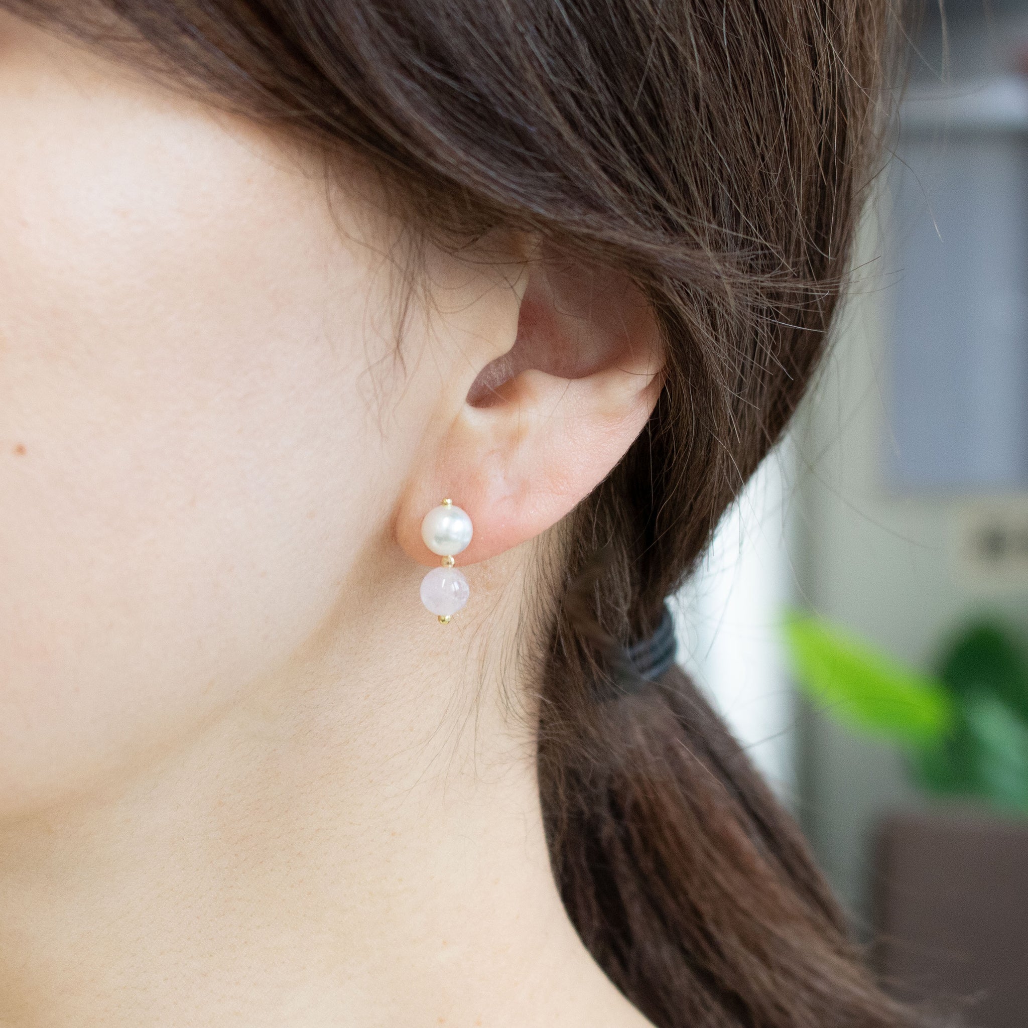 【限定7点】モルガナイト/パール K18ピアス(アコヤ真珠)《26T10141》