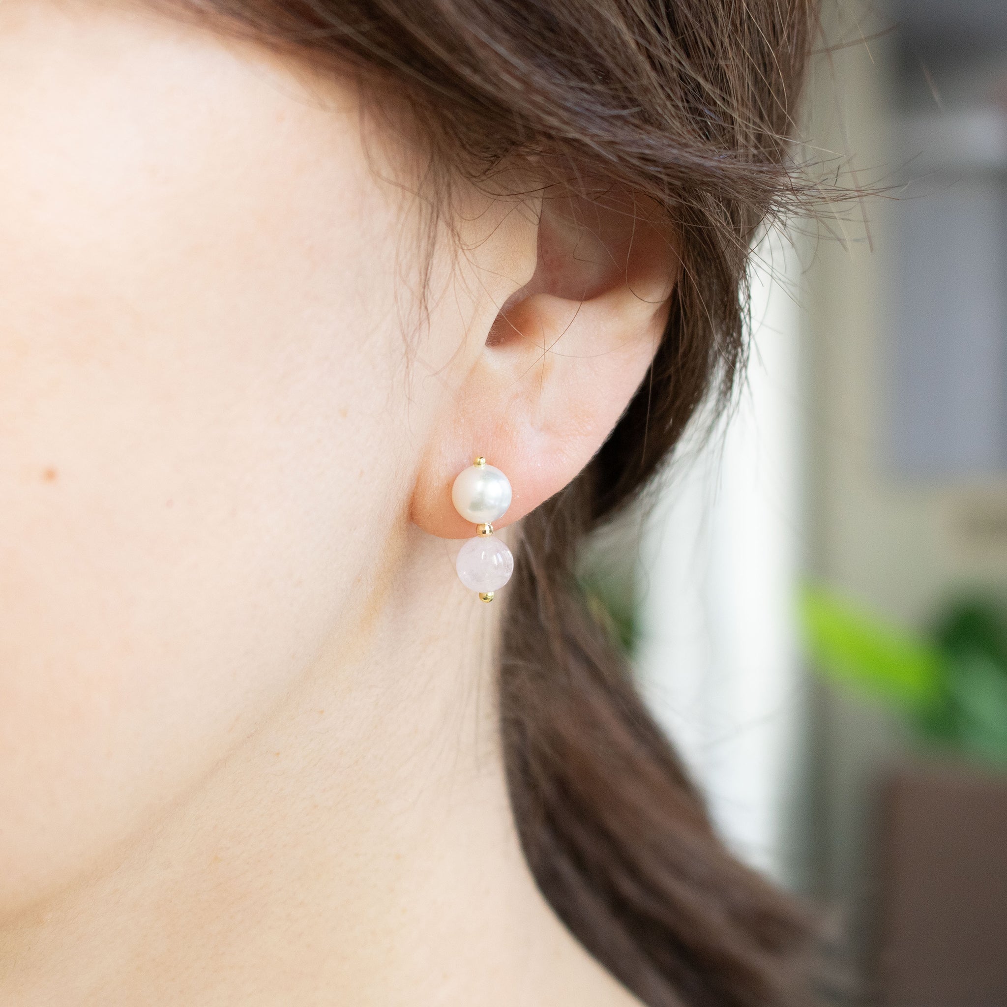 【限定7点】モルガナイト/パール K18ピアス(アコヤ真珠)《26T10141》