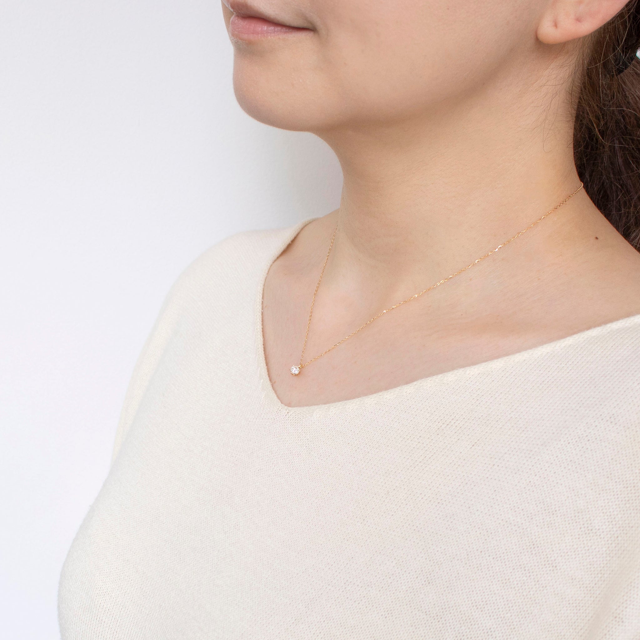 【限定15点】ダイヤモンド K18ネックレス(0.2カラット/ライトブラウン系/4月誕生石)《26T10145》