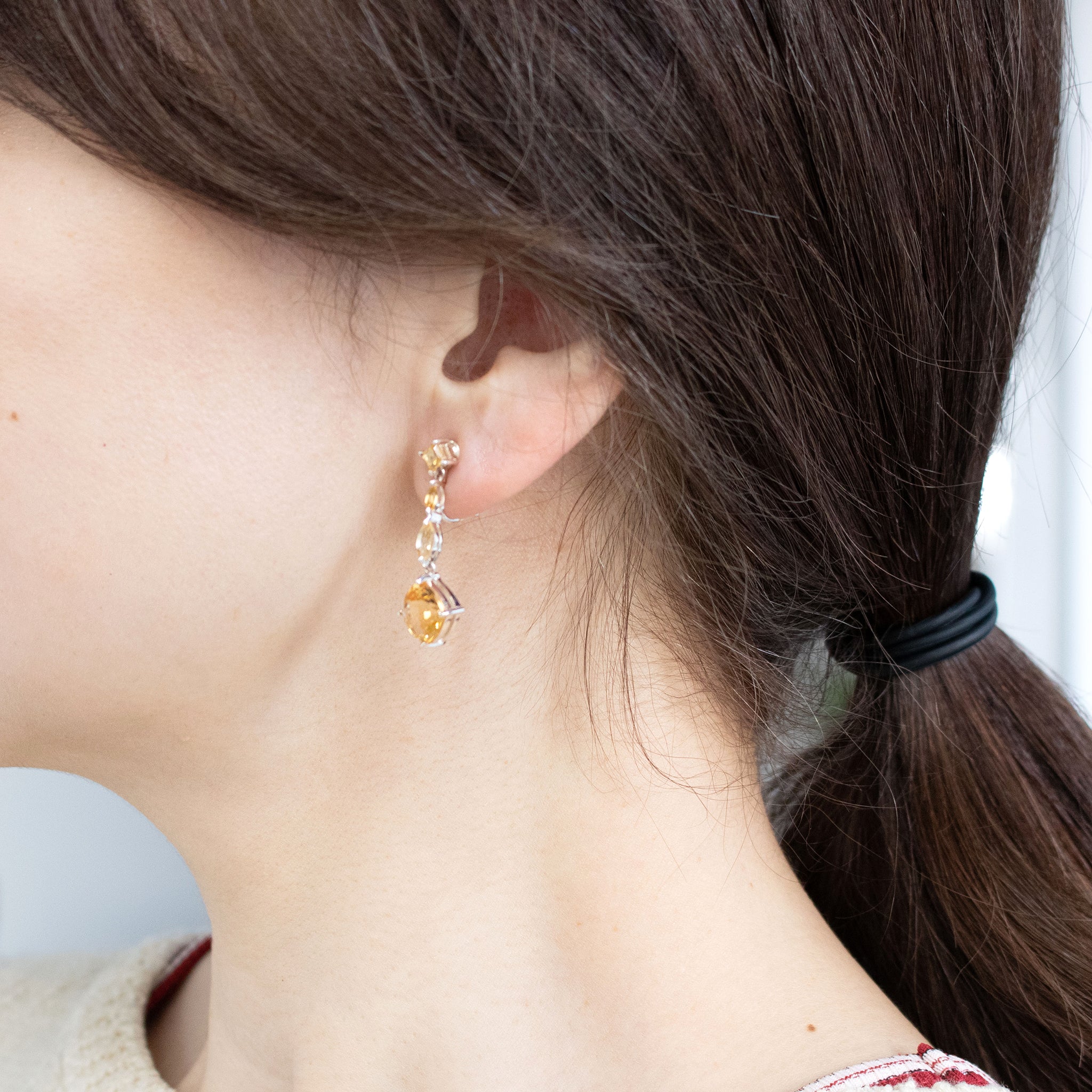 シトリン シルバーイヤリング(11月誕生石)《26T10155》