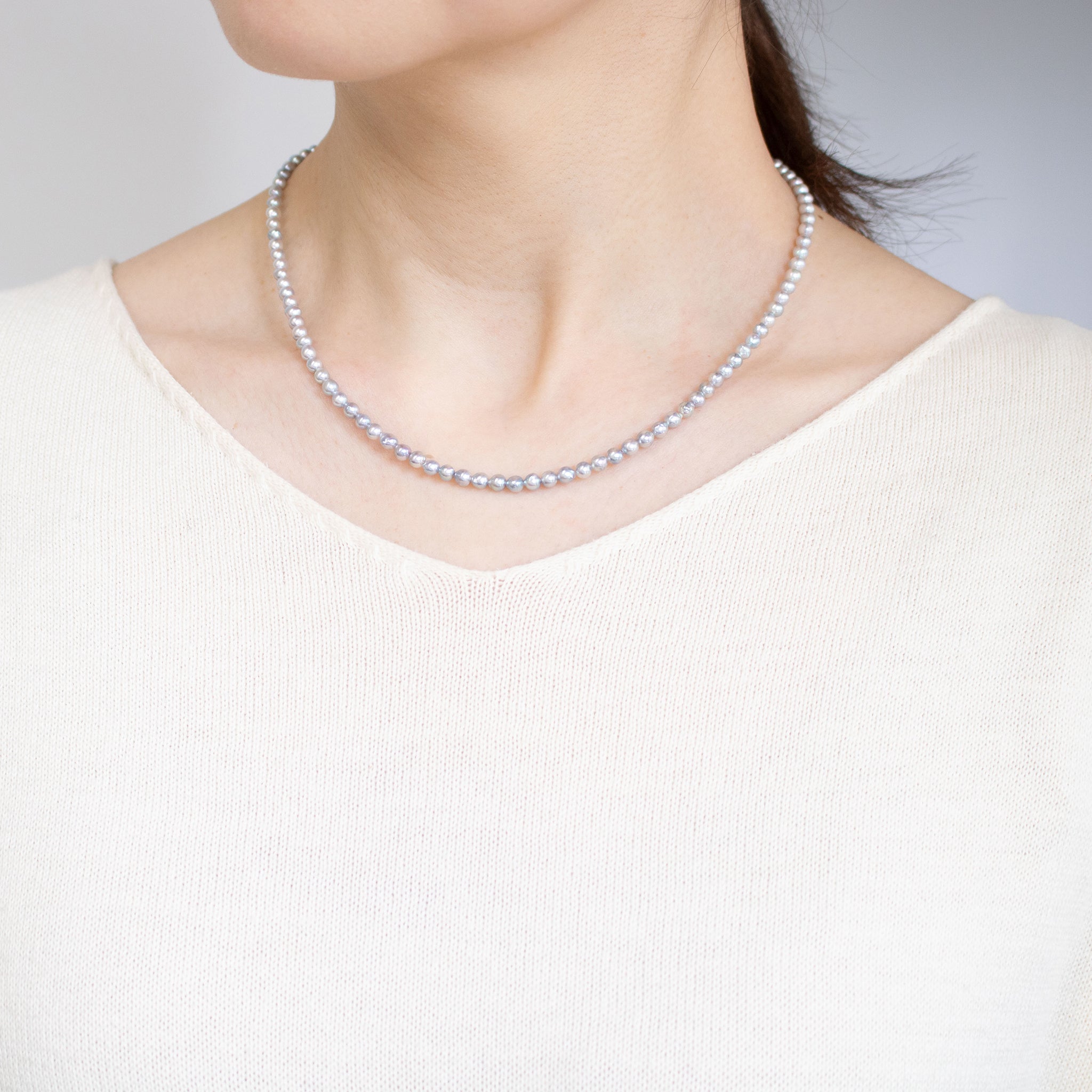 【限定2点】パール ネックレス(アコヤ真珠/3.5mm/ナチュラルブルー系/6月誕生石)《26T10163》