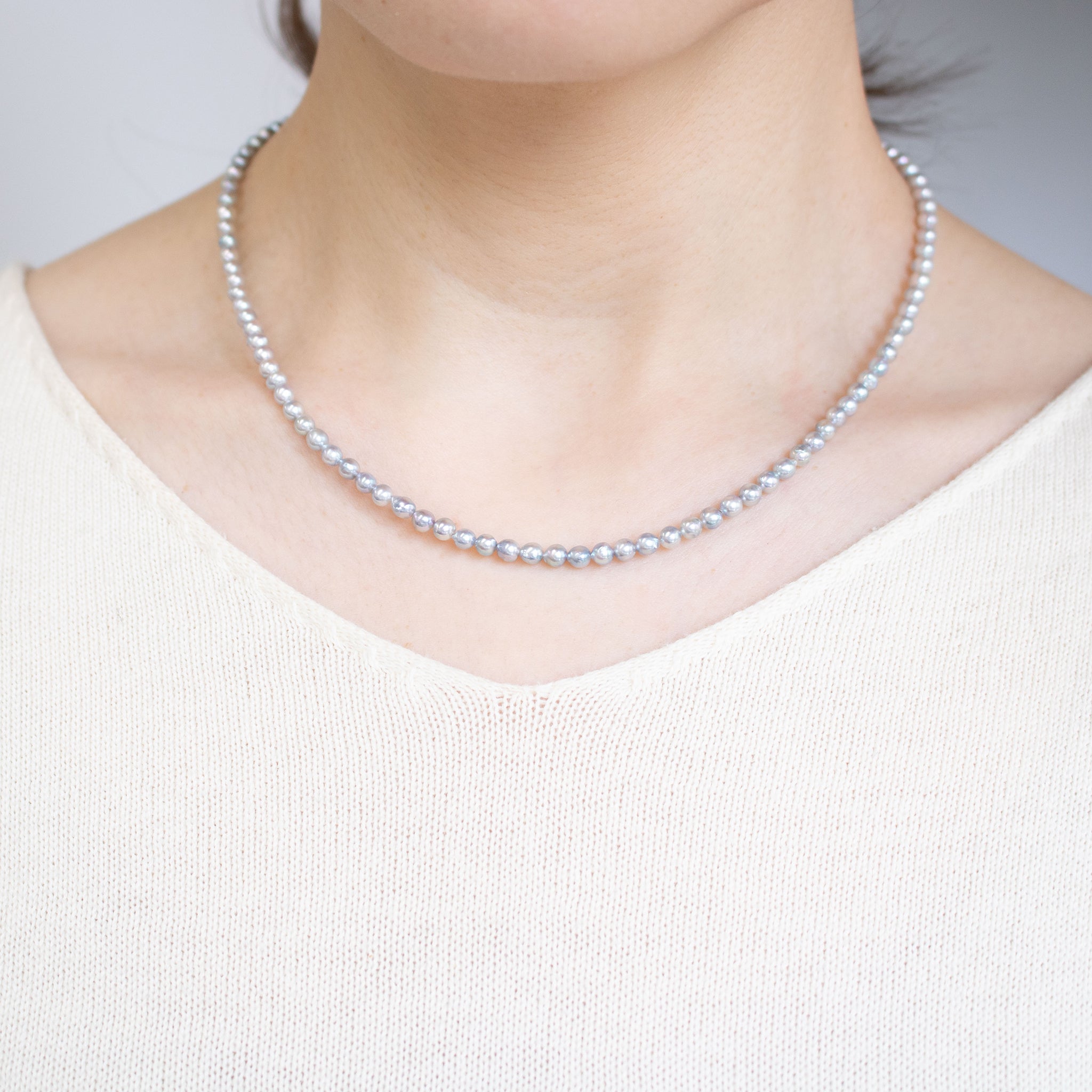 【限定2点】パール ネックレス(アコヤ真珠/3.5mm/ナチュラルブルー系/6月誕生石)《26T10163》