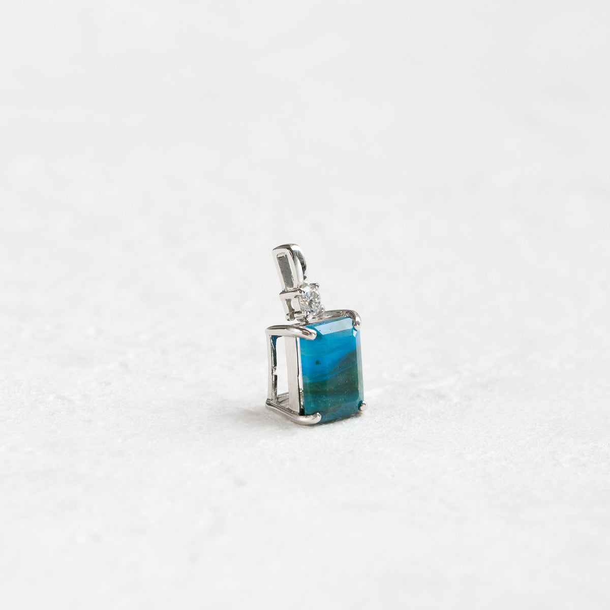 【限定1点】バンデッド・コモンオパール/ダイヤモンド プラチナペンダントトップ(10月誕生石)《26T10249》