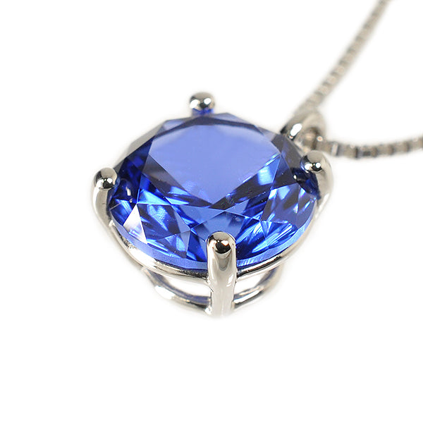 ブルーサファイア プラチナネックレス(クレサンベール/1カラットUP/ラウンドブリリアント/9月誕生石)《WPDS2580》