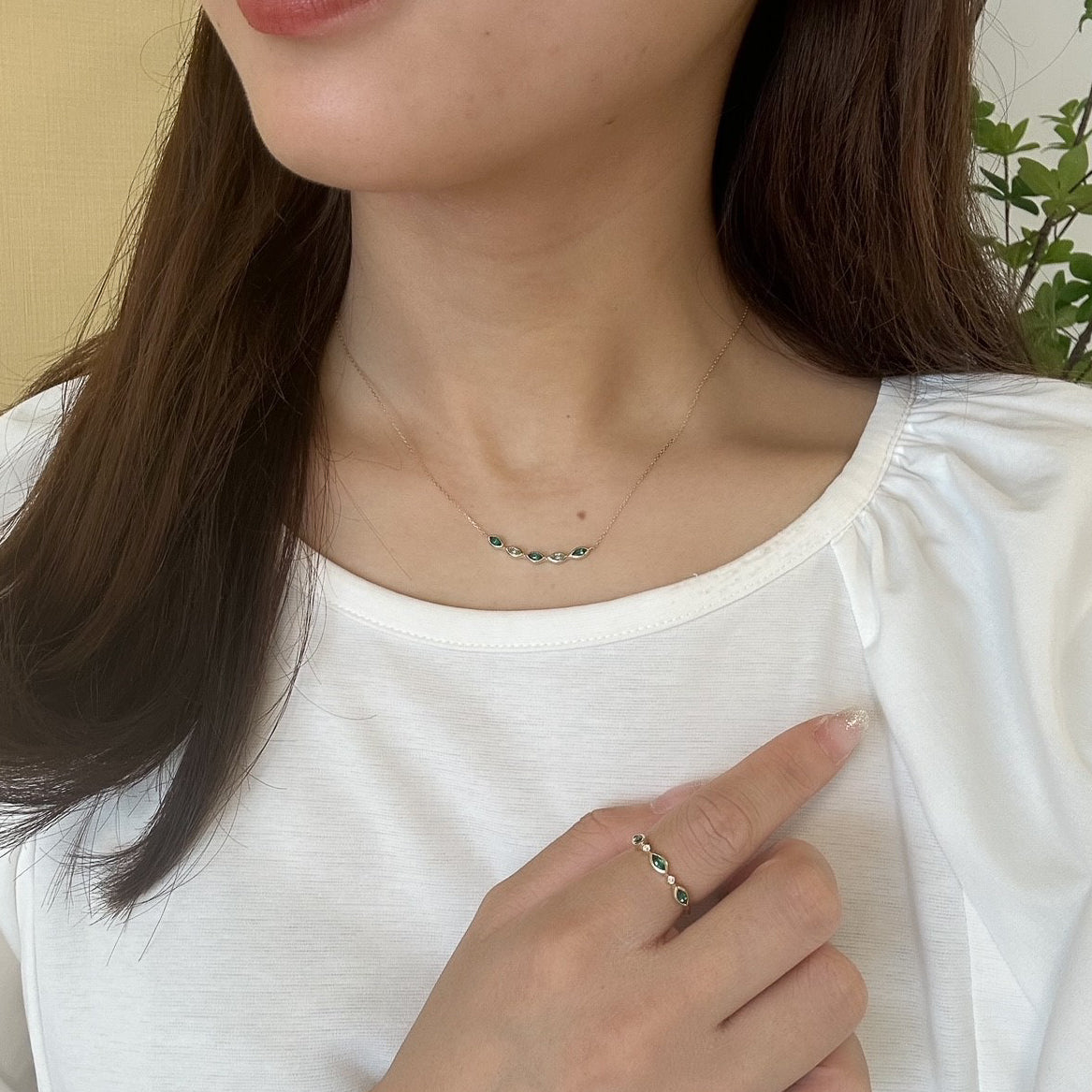 エメラルド/K10ネックレス(クレサンベール/モンプレジール/グリーンクリソベリル)《WPDE4185》