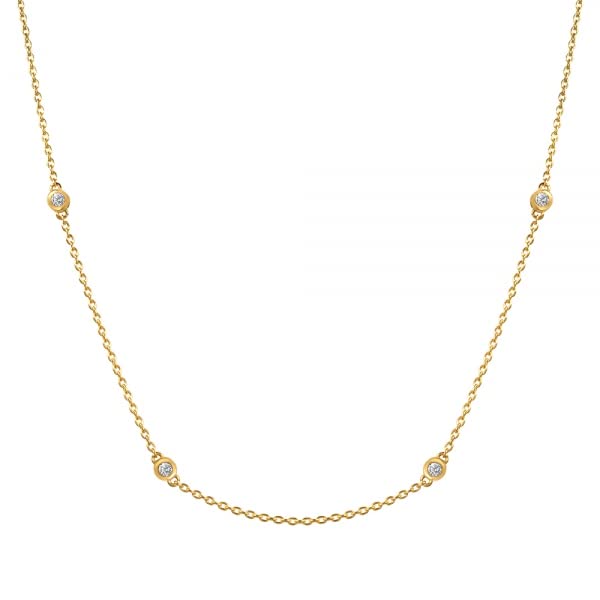 ダイヤモンド K18ネックレス(計0.35カラット/ステーション/リバーシブル/4月誕生石)《JNKD1293》