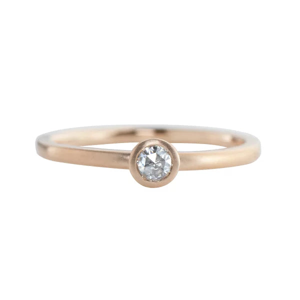 ダイヤ K18リング(0.05カラット/FカラーUP/ローズカット/艶消し仕上げ/グレーティングレポート付き)《WRGD4168》