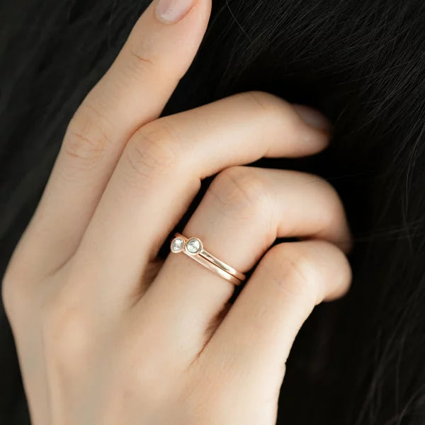 ダイヤ K18リング(0.05カラット/FカラーUP/ローズカット/艶消し仕上げ/グレーティングレポート付き)《WRGD4168》