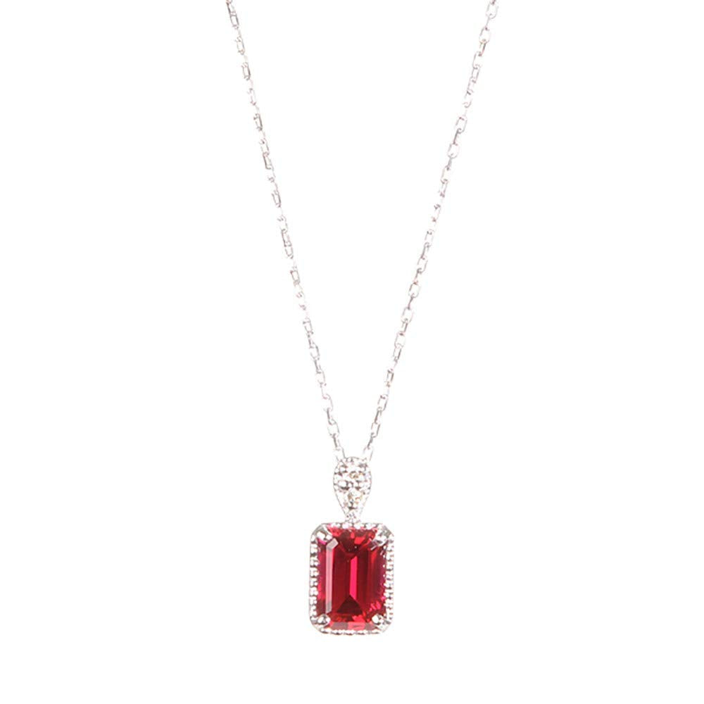 ルビー/ダイヤモンド K18ネックレス(クレサンベール/スクエア/7月誕生石)《BPDR7641》