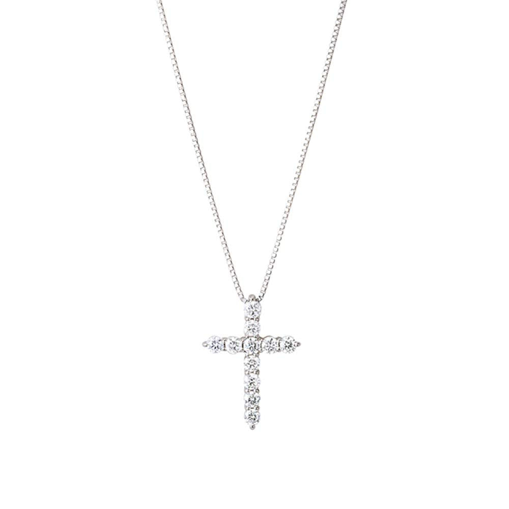 ダイヤモンド プラチナネックレス(計0.3カラット/クロスモチーフ/4月誕生石)《BPDD3185W》