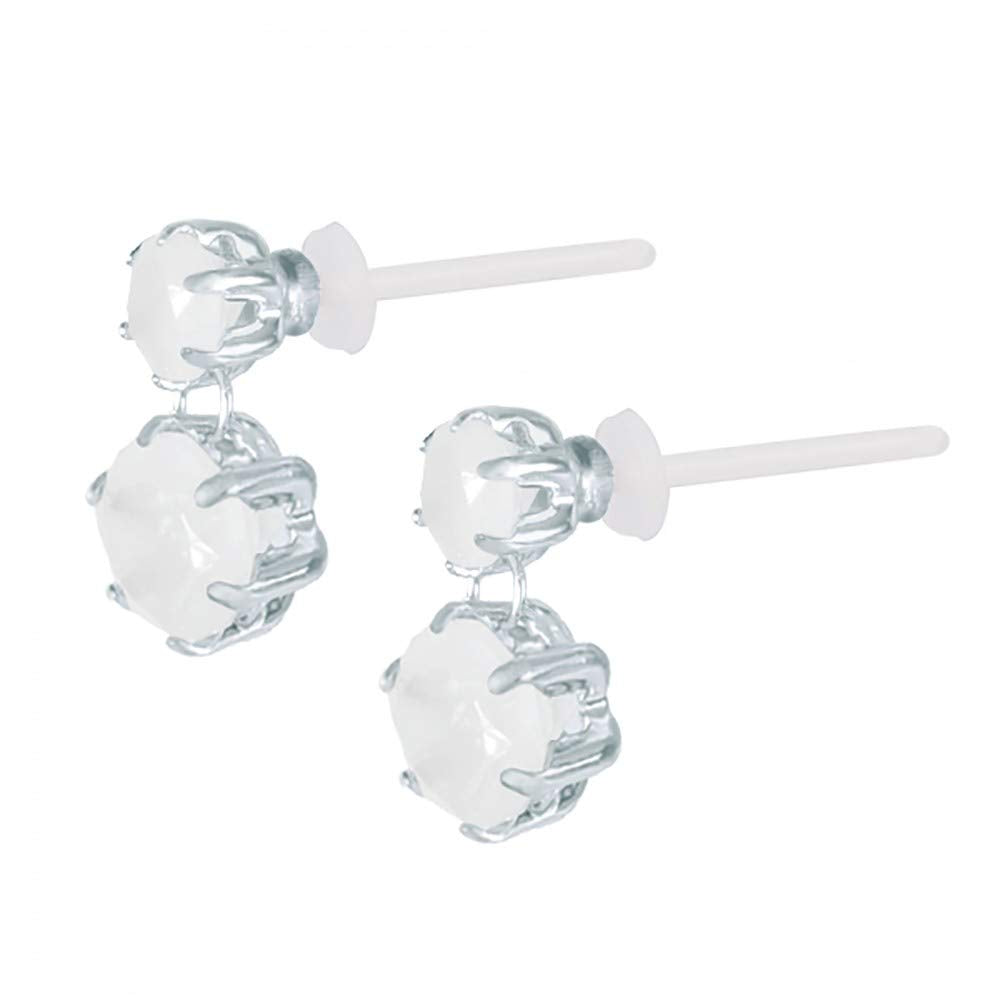 ムーンストーン K18セラミックピアス(6月誕生石)《WEPN3244》