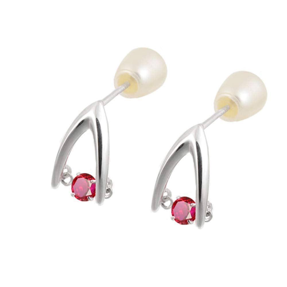 ルビー K18ピアス(クレサンベール/ダンシングストーン/7月誕生石)《WEPR2718》