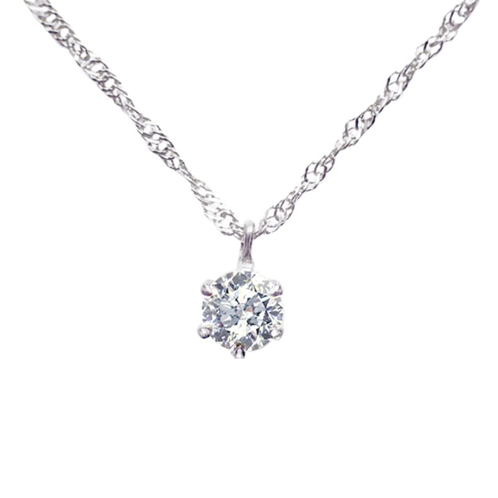 ダイヤモンド プラチナネックレス(0.3カラット/6本爪/一粒/純プラチナ/プラチナ999/造幣局品位刻印付/4月誕生石)《OPDD1085》