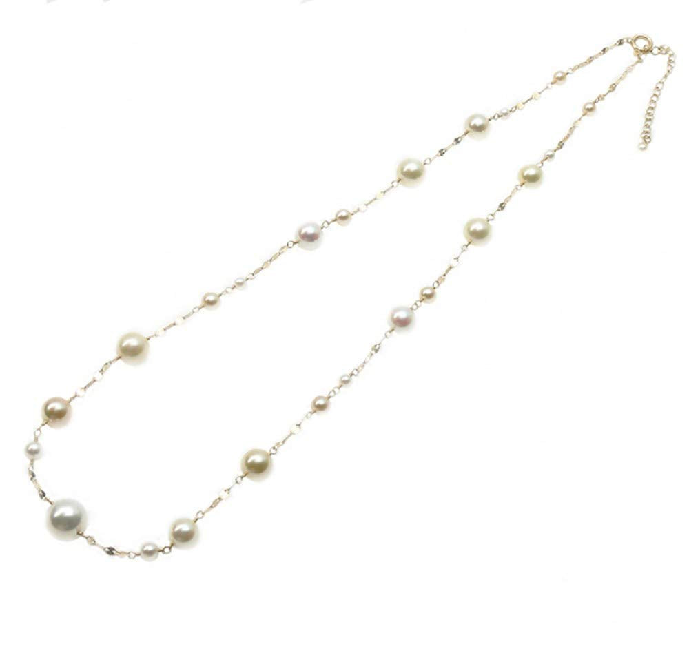 パール K18ネックレス(白蝶真珠/ゴールデンパール/6.0mm~8.0mm/無調色/6月誕生石)《JNKQ1201》