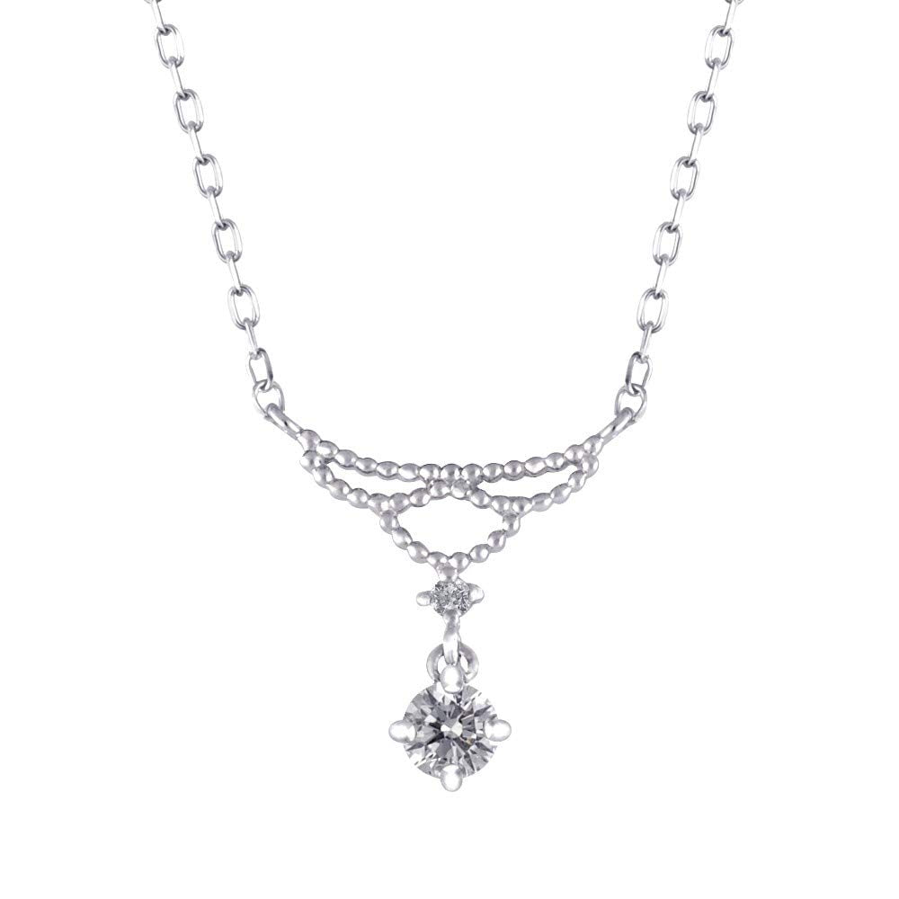 ダイヤモンド プラチナネックレス(0.13カラット/FカラーUP/VS2UP/EXCELLENT/一粒/レース調/4月誕生石)《WPDD3370》