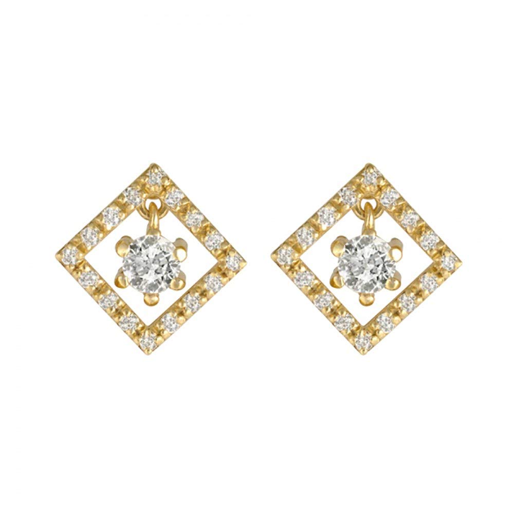 ダイヤモンド K18ピアス(計0.38カラット/スクエア/4月誕生石)《WEPD3280》