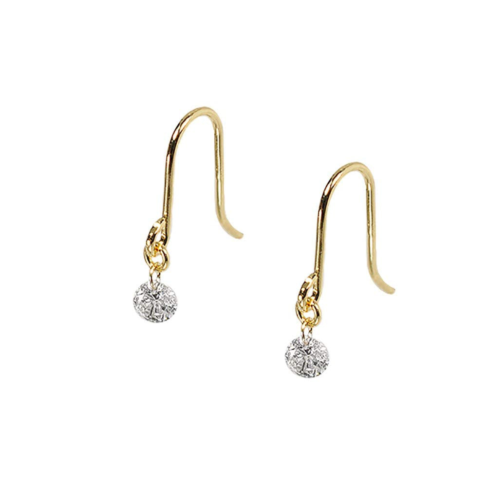 ダイヤモンド K18ピアス(計0.15カラット/フック/レーザーホール/4月誕生石)《WEPD2686》