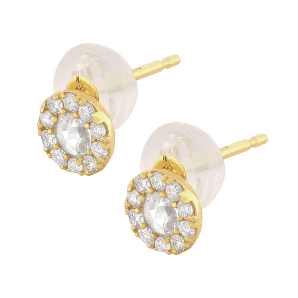 ダイヤモンド K18ピアス(計0.2カラット/ローズカット/取り巻き/4月誕生石)