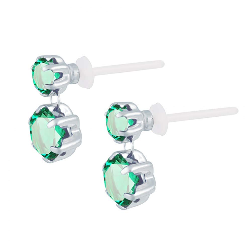 エメラルド K18セラミックピアス(クレサンベール/5月誕生石)《WEPE2917》