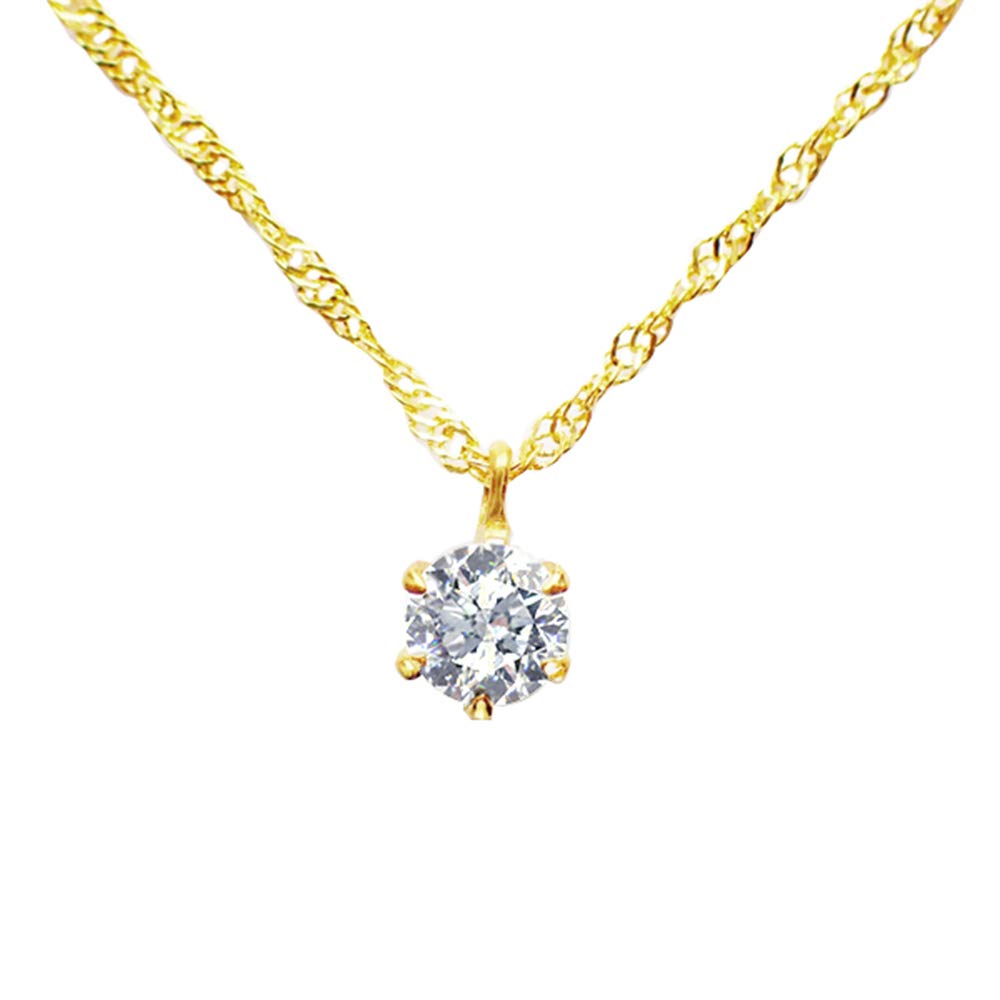 ダイヤモンド K24ネックレス(0.3カラット/6本爪/一粒/純金/造幣局品位刻印付/4月誕生石)