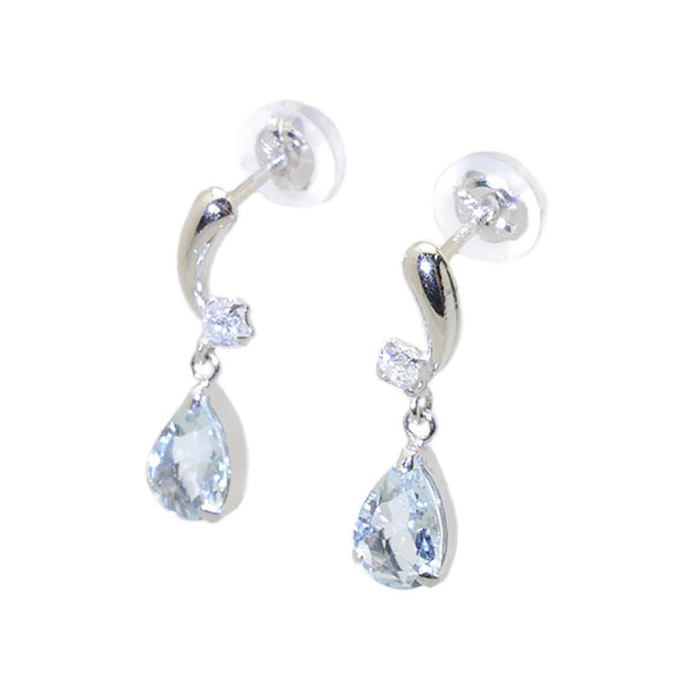 アクアマリン/ダイヤモンド K18ピアス(ペアシェイプ/3月誕生石)《WEPN2011》