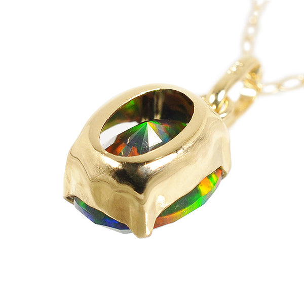 ブラックオパール K18ネックレス(クレサンベール/オーバル/10月誕生石)《BPDB7603》