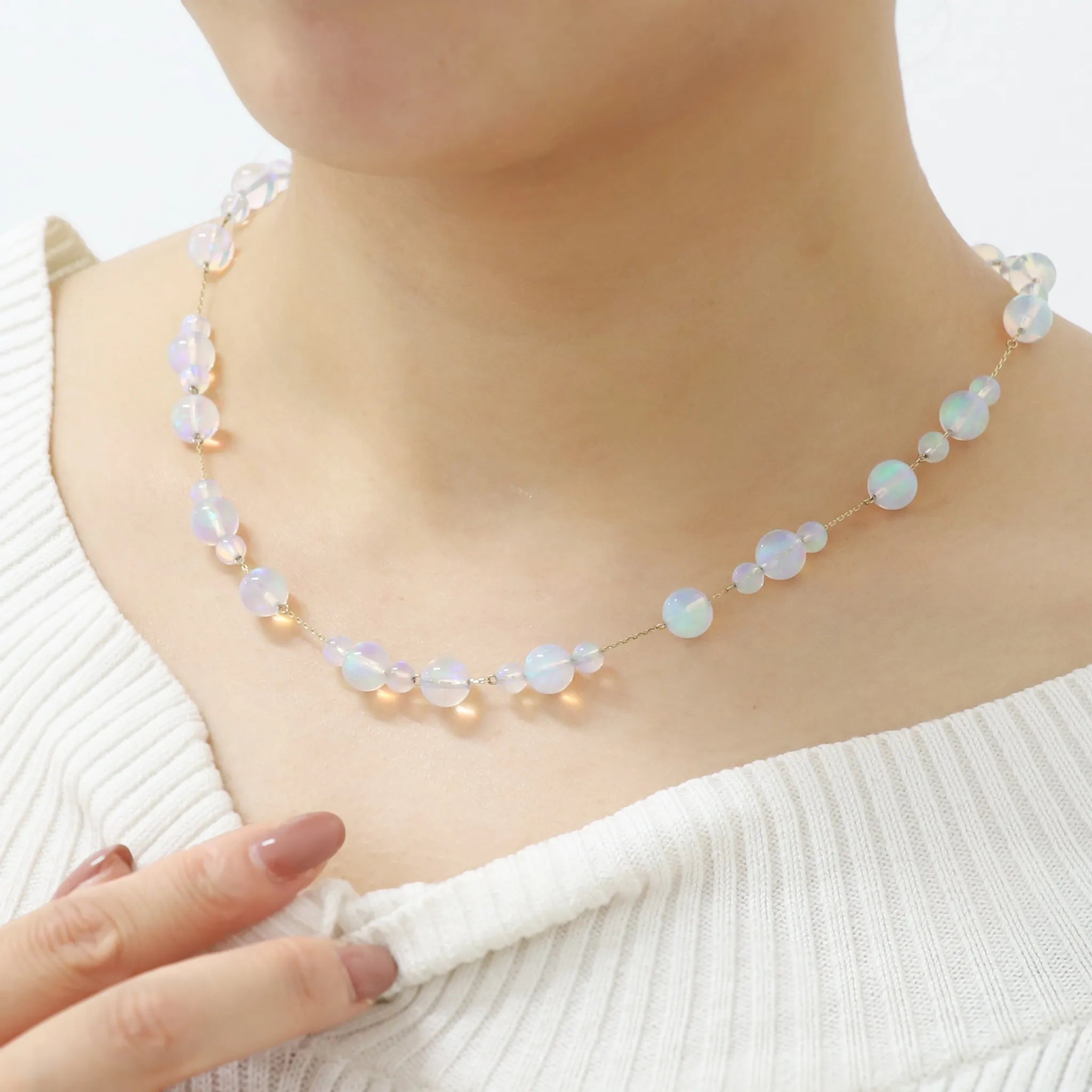 【最終価格¥47,777】ウォーターオパール K14ネックレス(クレサンベール/10月誕生石)《AC260709》