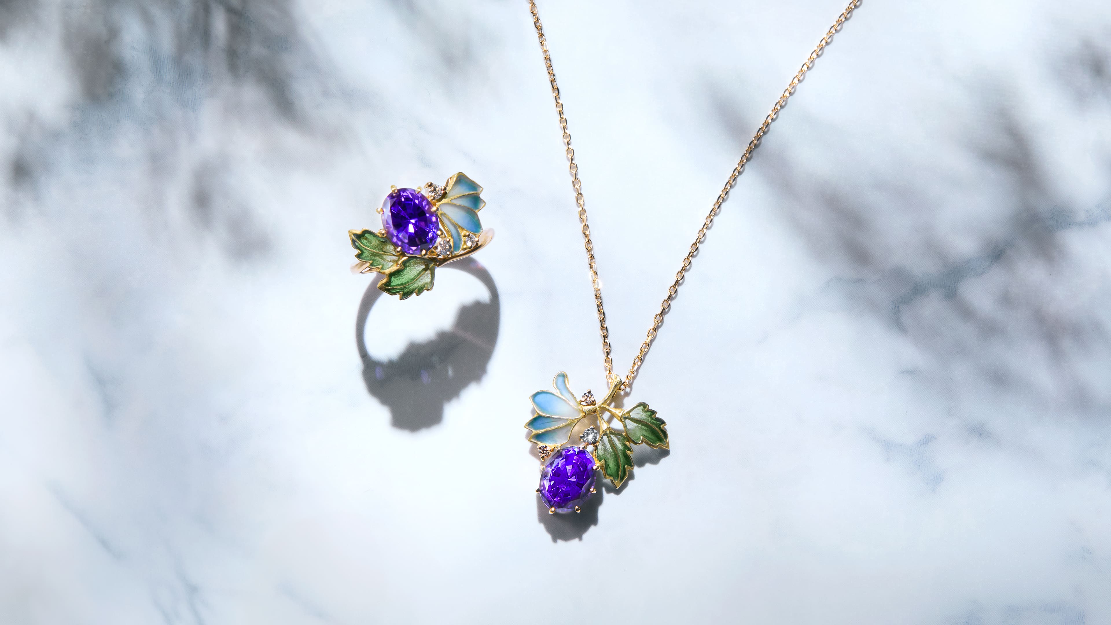 バイオレットサファイア/ダイヤモンド K18ネックレス(クレサンベール/50周年記念商品/In The Garden/9月誕生石)《CPDS0004》